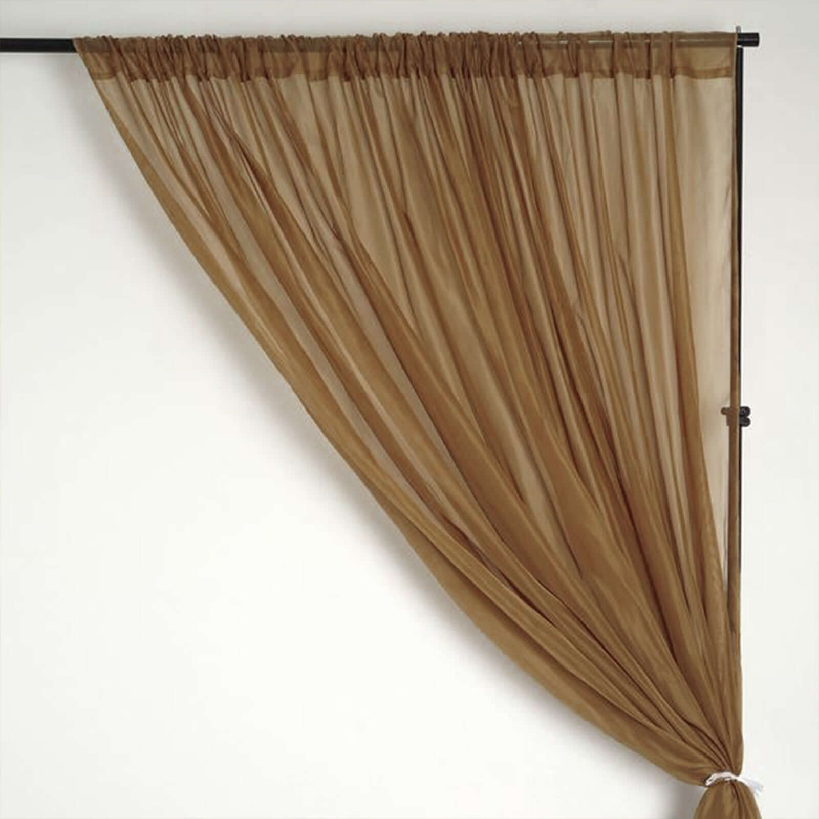 Hot Deal! 2-Pack Gold 10ftx10ft Flame-Resistant Chiffon Event Curtain Drapes with Rod Pockets