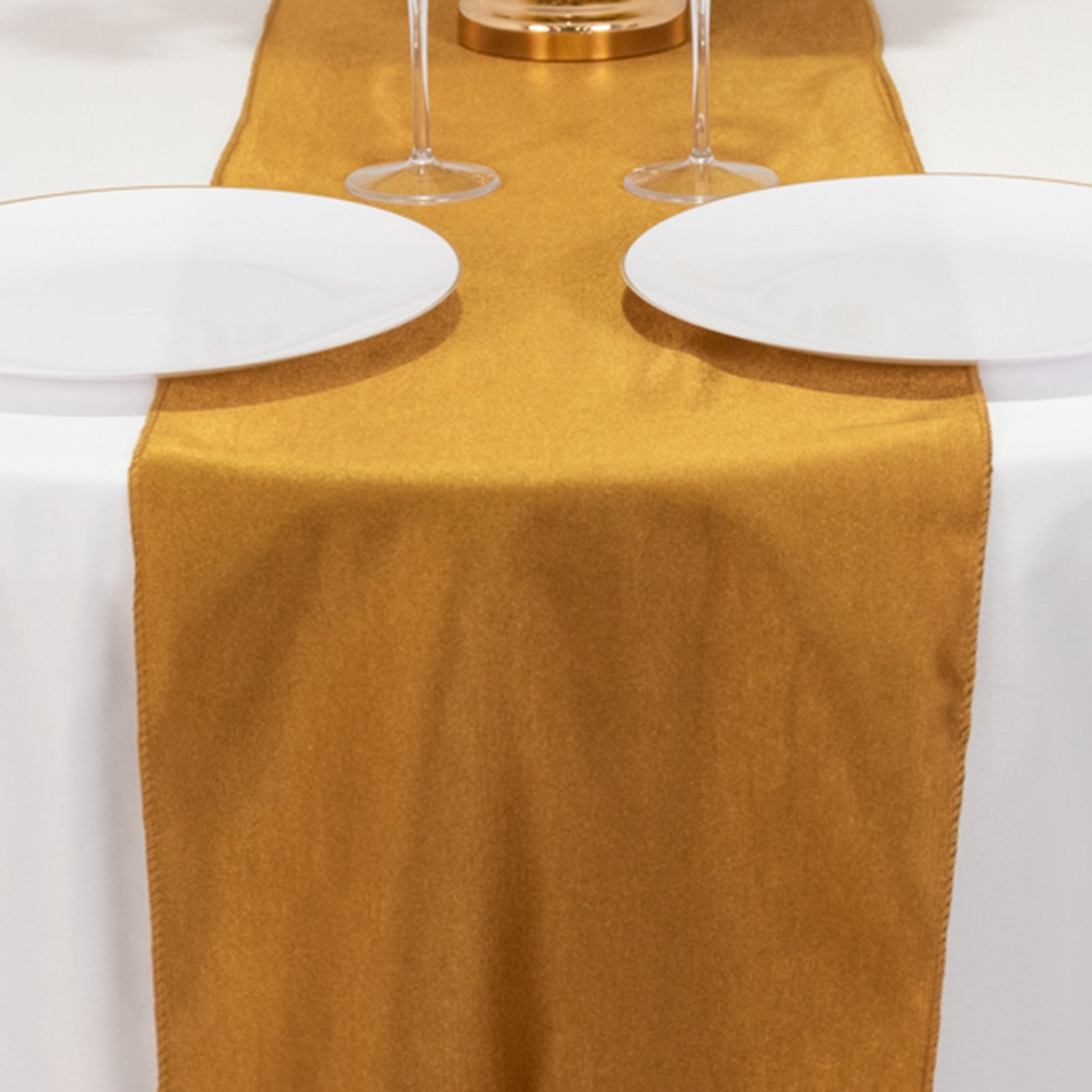 Hot Deal! Wrinkle-Free Shimmer Gold Scuba Polyester Table Runner for Events and Banquets (12x108)