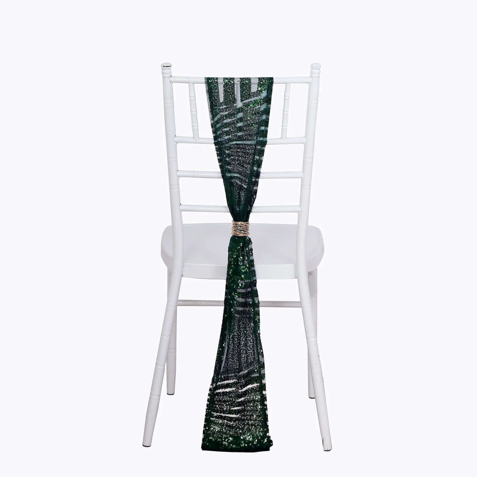 5-Pack Hunter Emerald Green Glitz Sequin Chair Sashes with Diamond Design - Exclusive Offer
