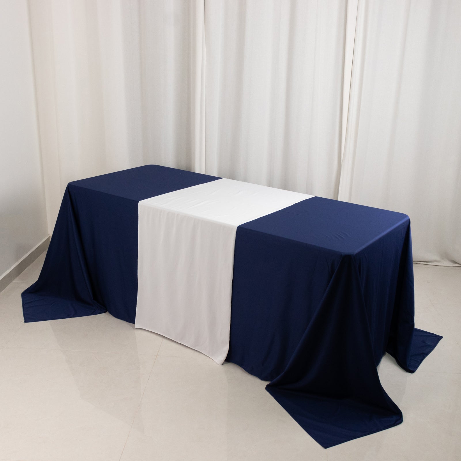White Durable 24x72 Polyester Table Runner for Trade Shows