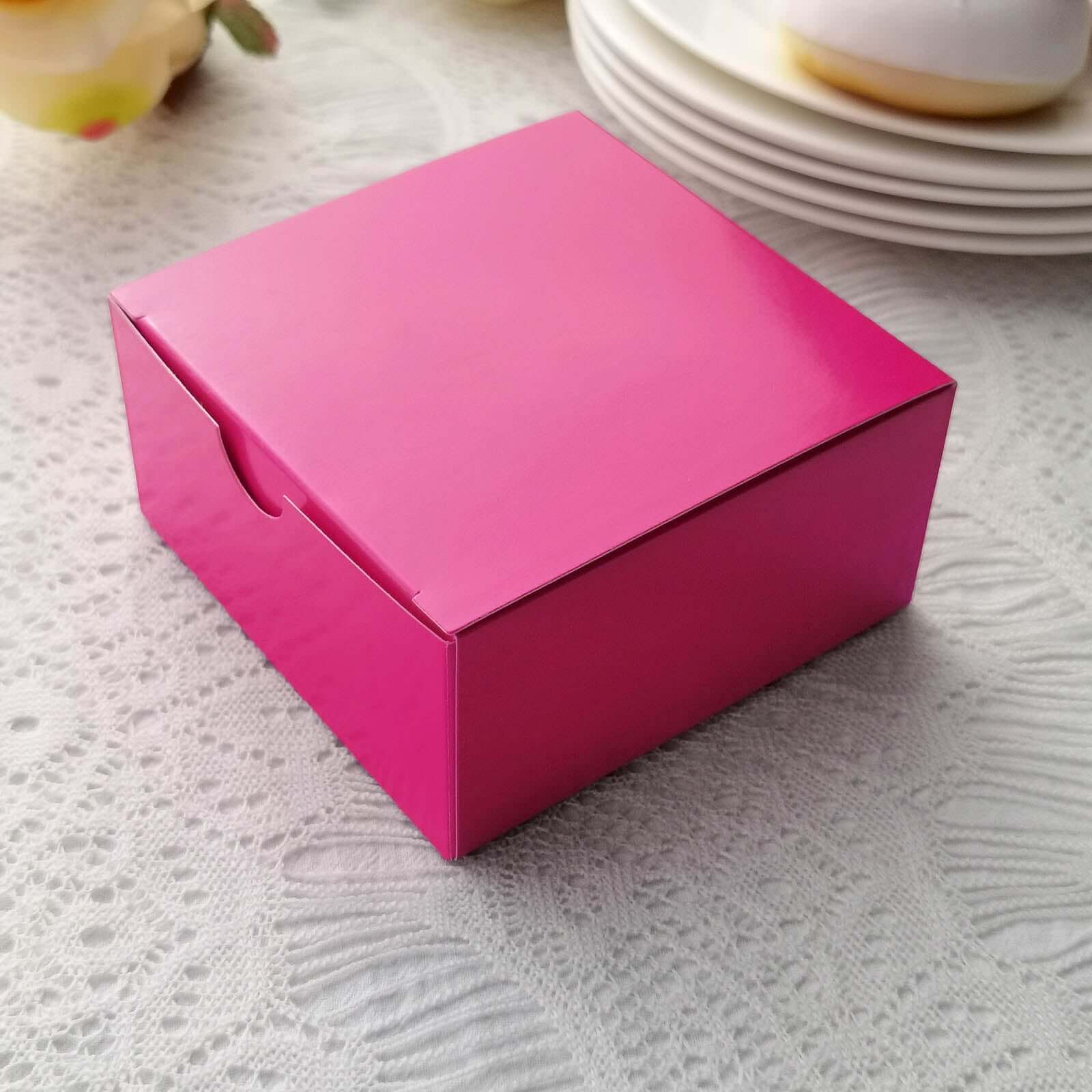 100-Pack Fuchsia Cardstock 4x4x2 Cake Cupcake Party Favor Gift Boxes for DIY