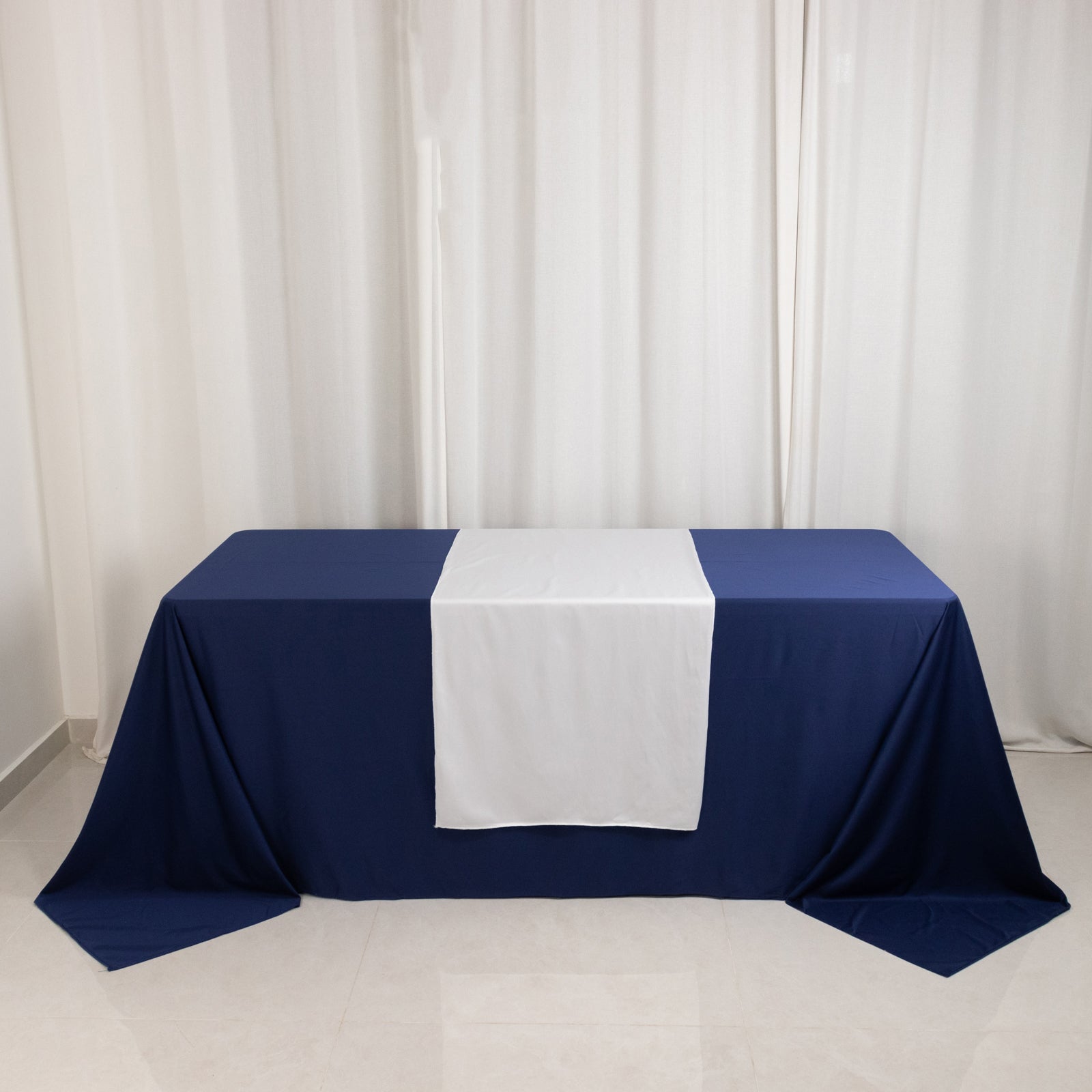 White Durable 24x72 Polyester Table Runner for Trade Shows