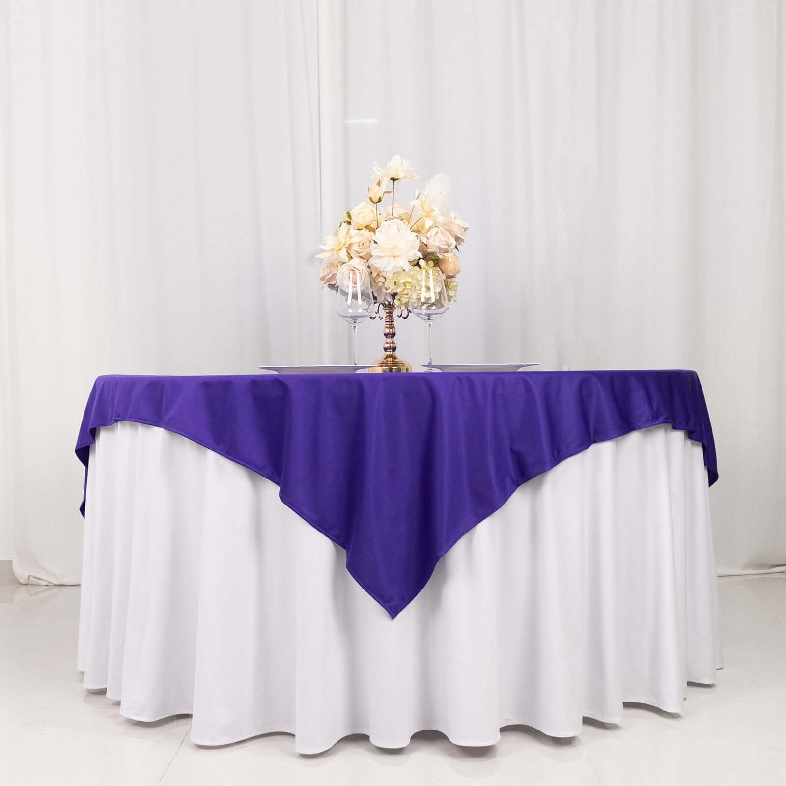 Hot! Purple 70x70 Premium Wrinkle-Free & Stain-Resistant Scuba Table Overlay