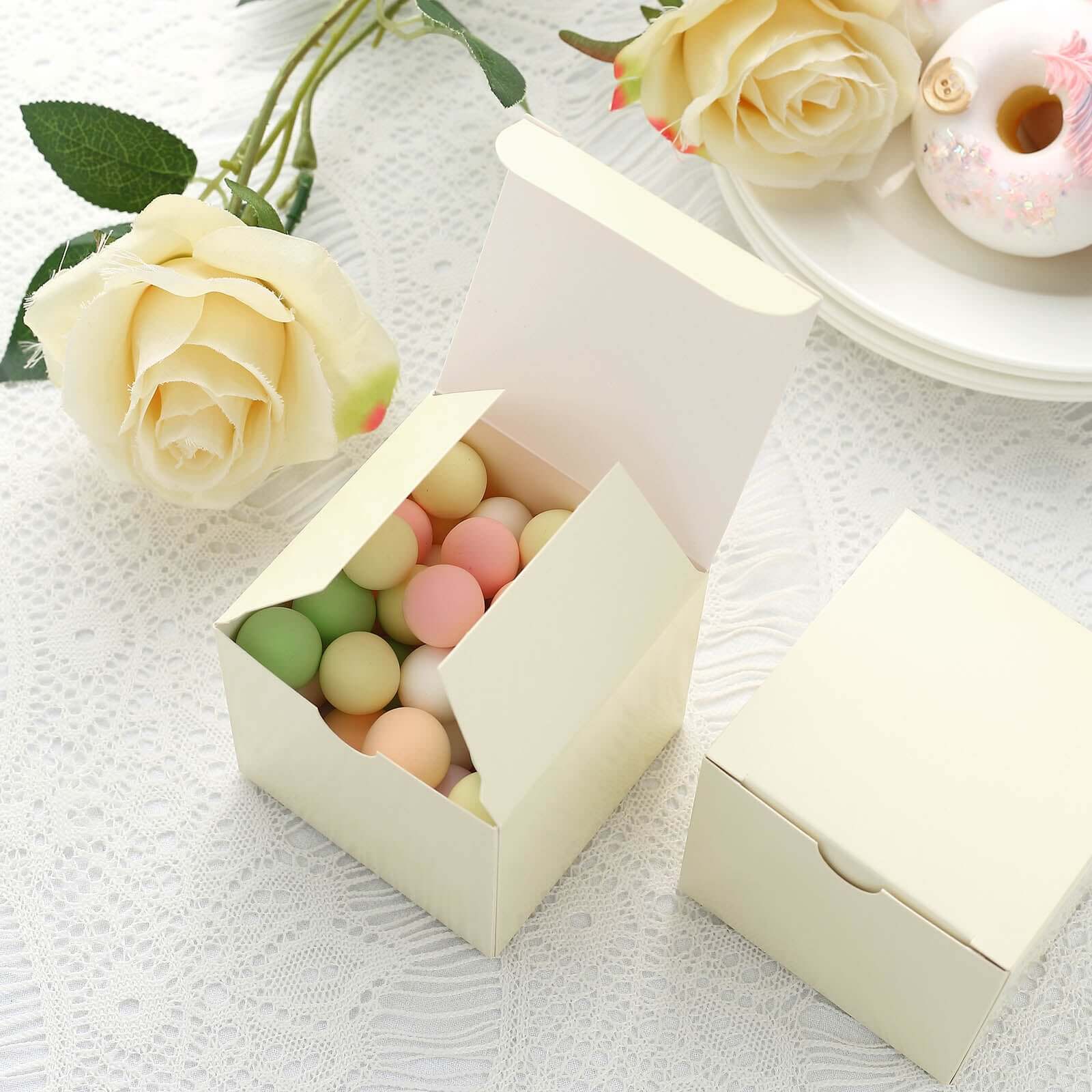 100-Pack of DIY Ivory Party and Shower Favor Candy Gift Boxes - Perfect for Any Occasion!