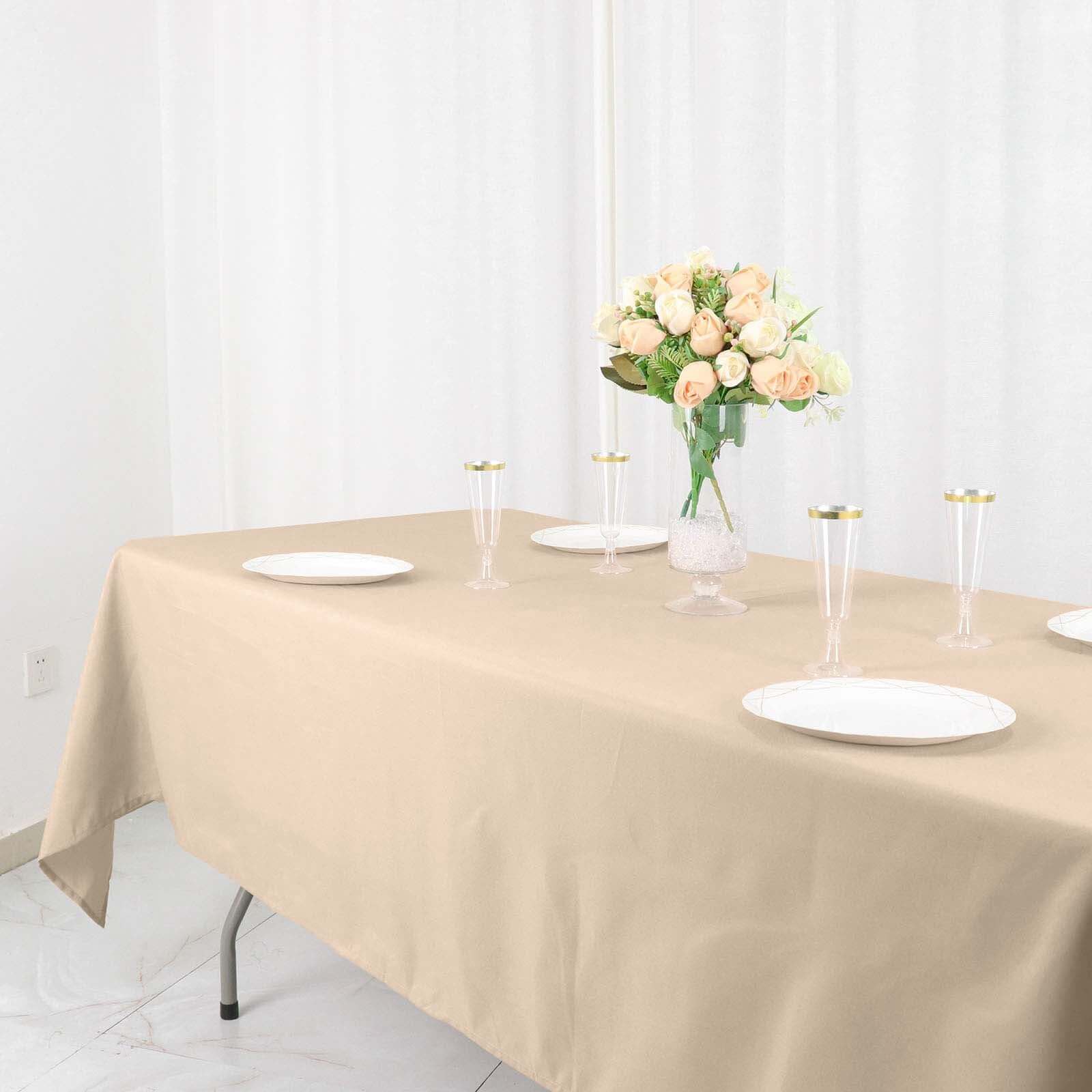 Stylish and Durable Nude Polyester 60x102 Rectangle Tablecloth - Perfect for Events