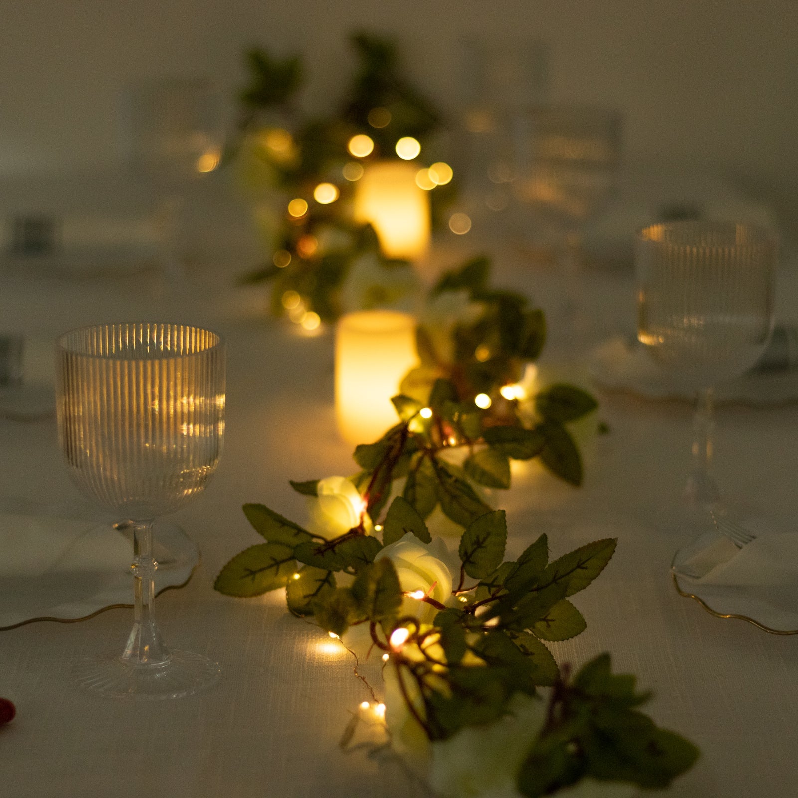 Hot Deal! 7ft 20 LED Warm White Silk Rose Flower Garland, Battery Operated