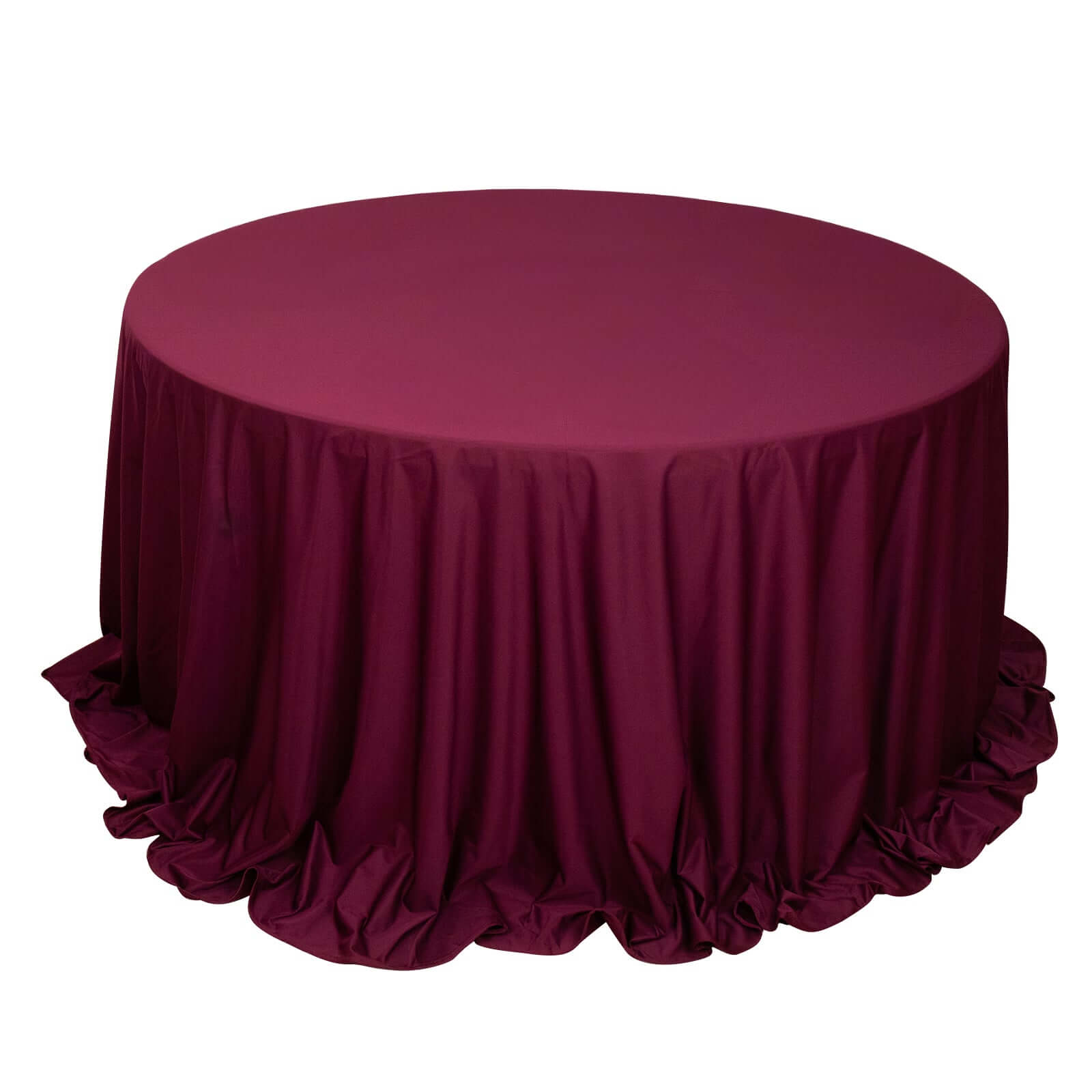 Hot Sale! Premium Burgundy 132' Round Scuba Tablecloth - Wrinkle & Stain Resistant