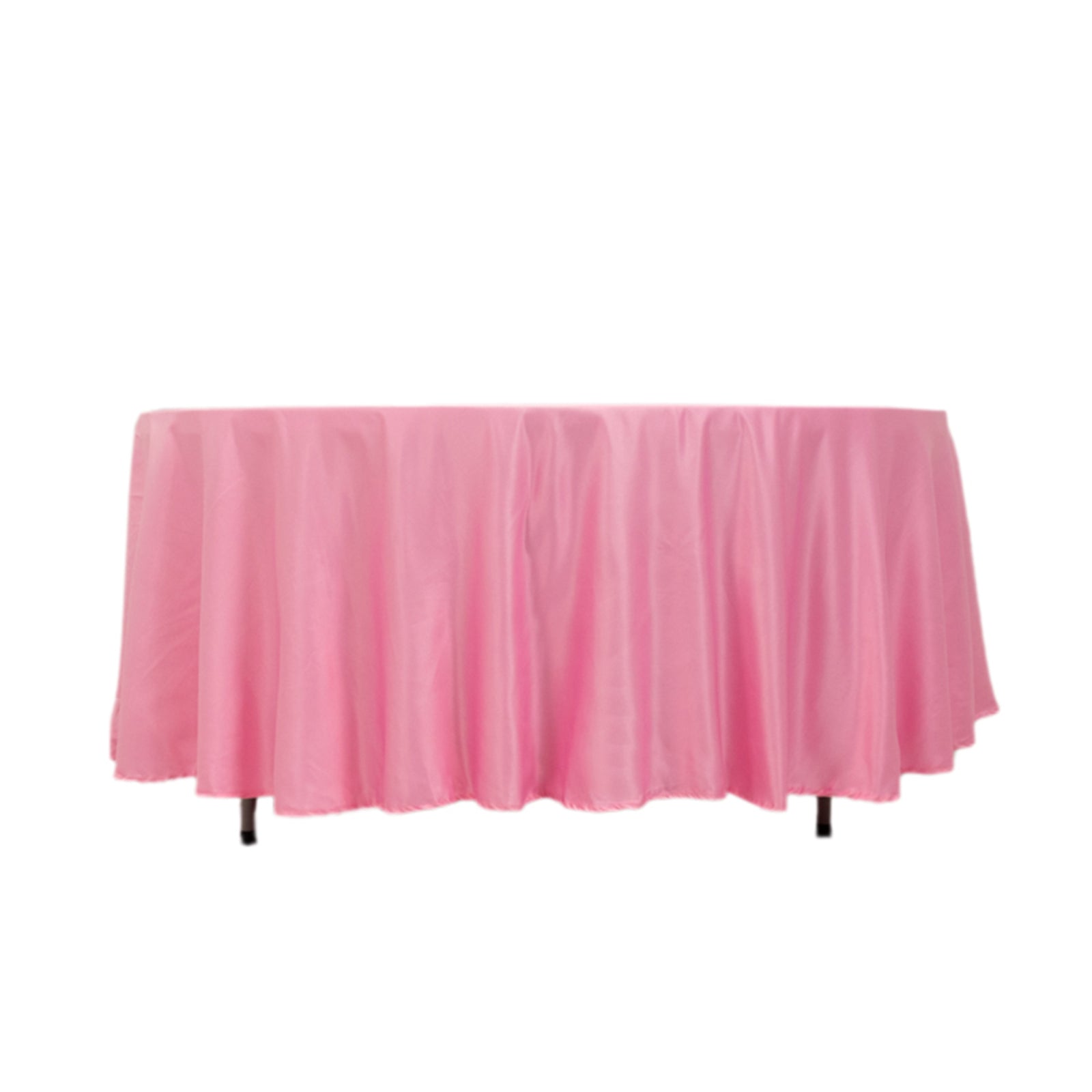 Pink 108-Inch Durable Silk-Like Lamour Satin Round Tablecloth
