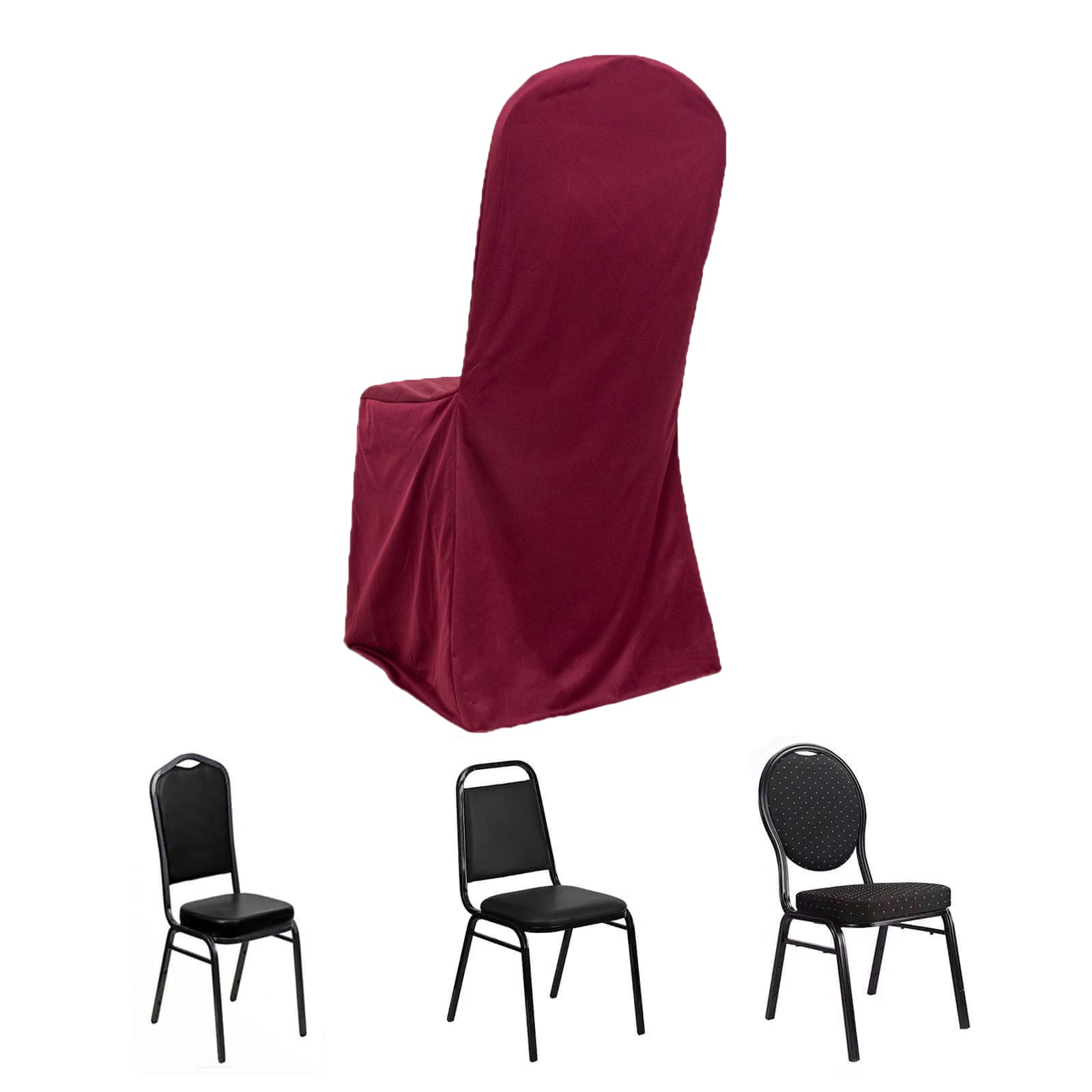Hot! Burgundy Scuba Stretch Slim - Fit Chair Cover for Banquets, Wrinkle - Free & Durable