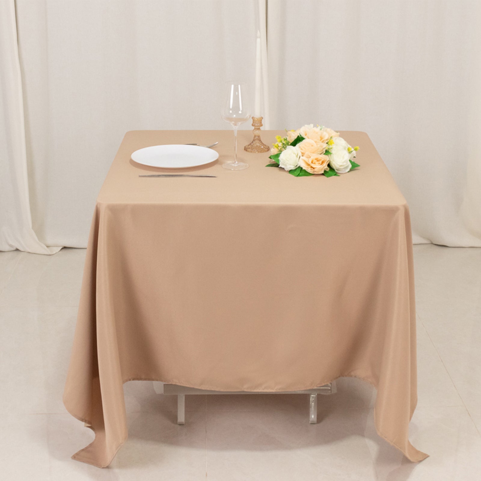 Hot Deal! 70x70 Nude 220GSM Wrinkle-Resistant Premium Polyester Square Table Cover