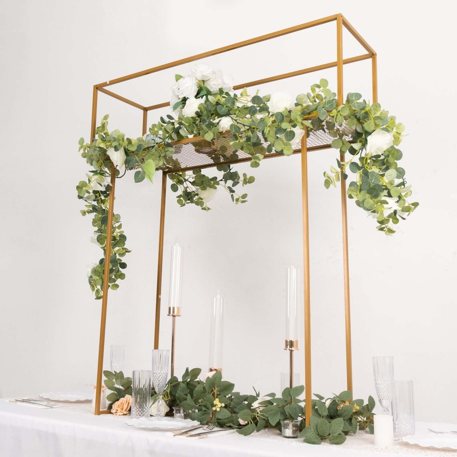 Heavy Duty Gold Metal Rectangular Tall Floral Display Rack - 48 Inches