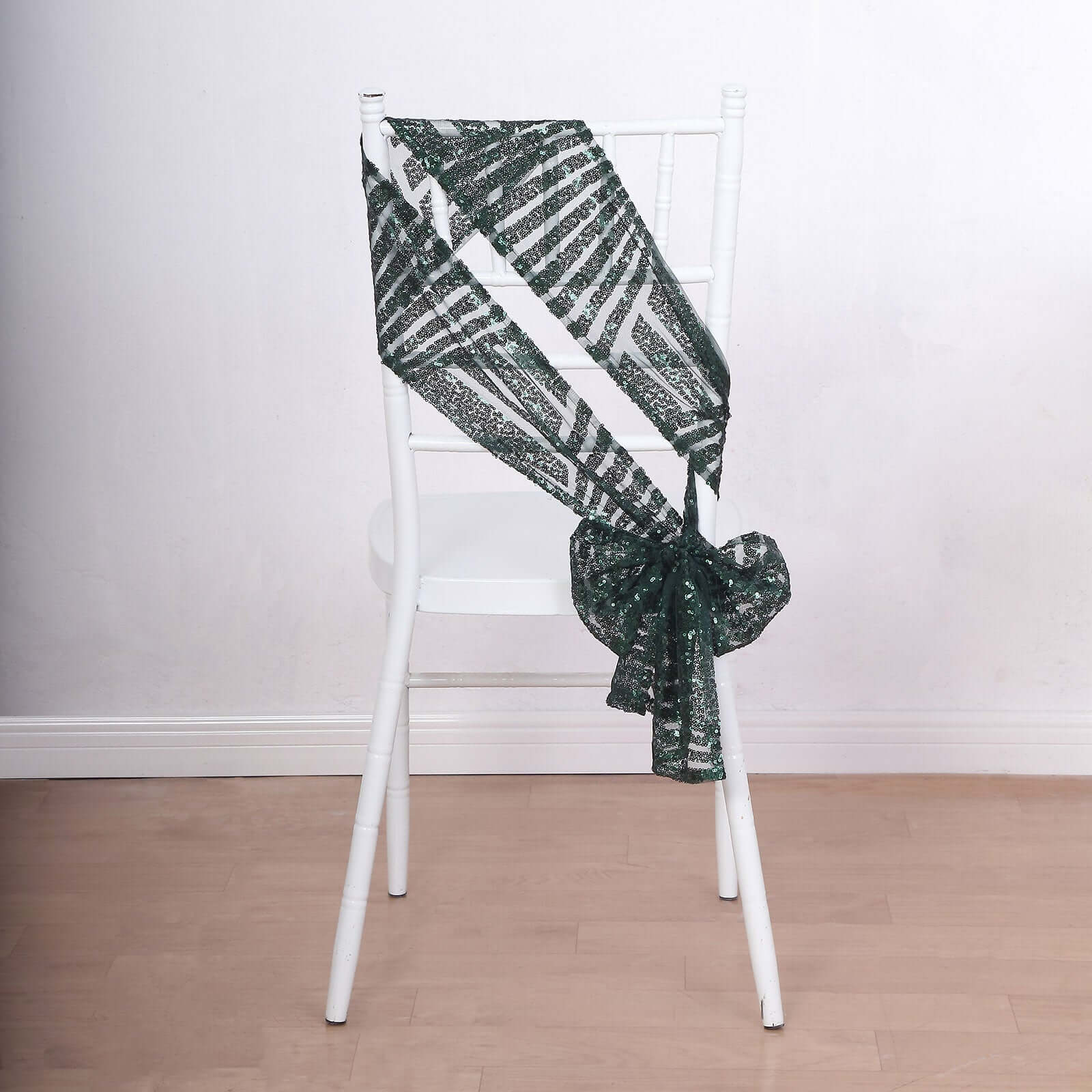 5-Pack Hunter Emerald Green Glitz Sequin Chair Sashes with Diamond Design - Exclusive Offer