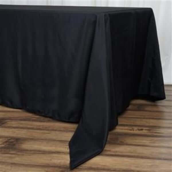 220GSM Stain-Resistant Black Premium Polyester Rectangle Tablecloth 72x120