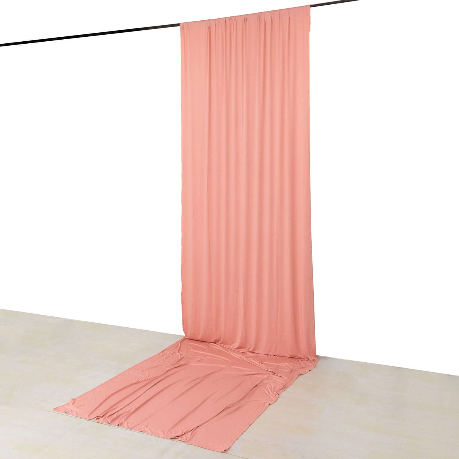 Wrinkle-Free Dusty Rose 4-Way Stretch Spandex Event Backdrop Curtain, 5ft x 16ft with Rod Pockets