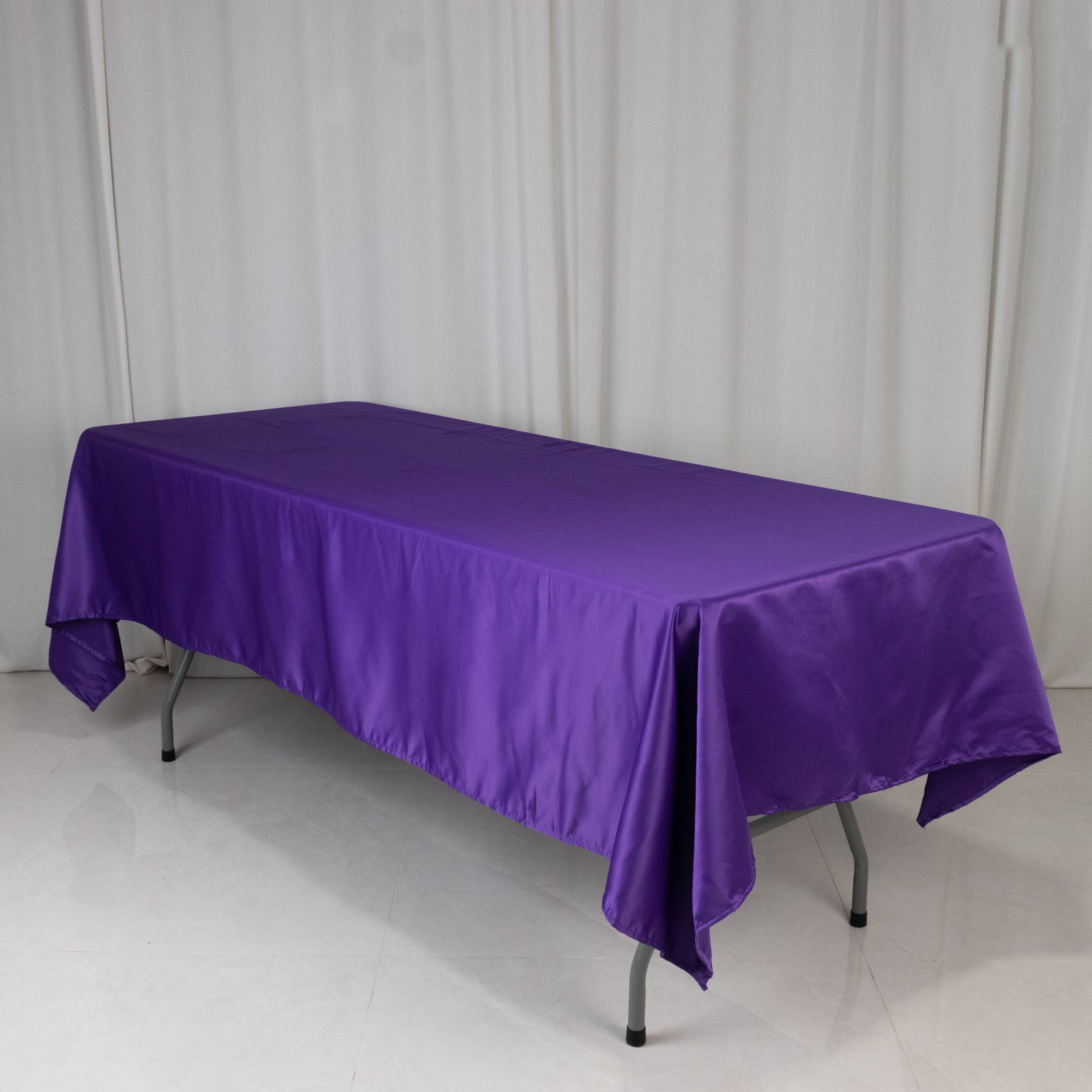 Purple Lamour Satin 60x102 Rectangle Tablecloth - Durable & Silky Soft, Ideal for Events