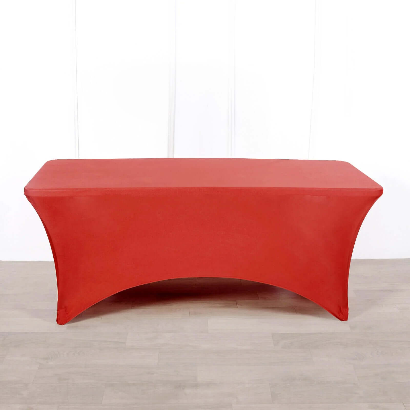 Hot Deal! Durable Red Spandex Stretch Table Cover for 8-Foot Rectangle Tables