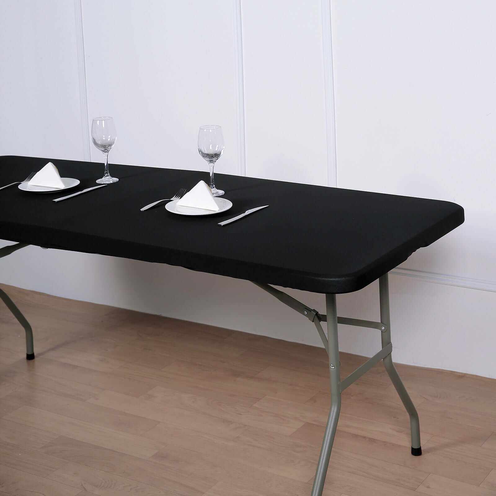 Durable Black Stretch Spandex 72x30 Rectangle Fitted Table Topper Cover