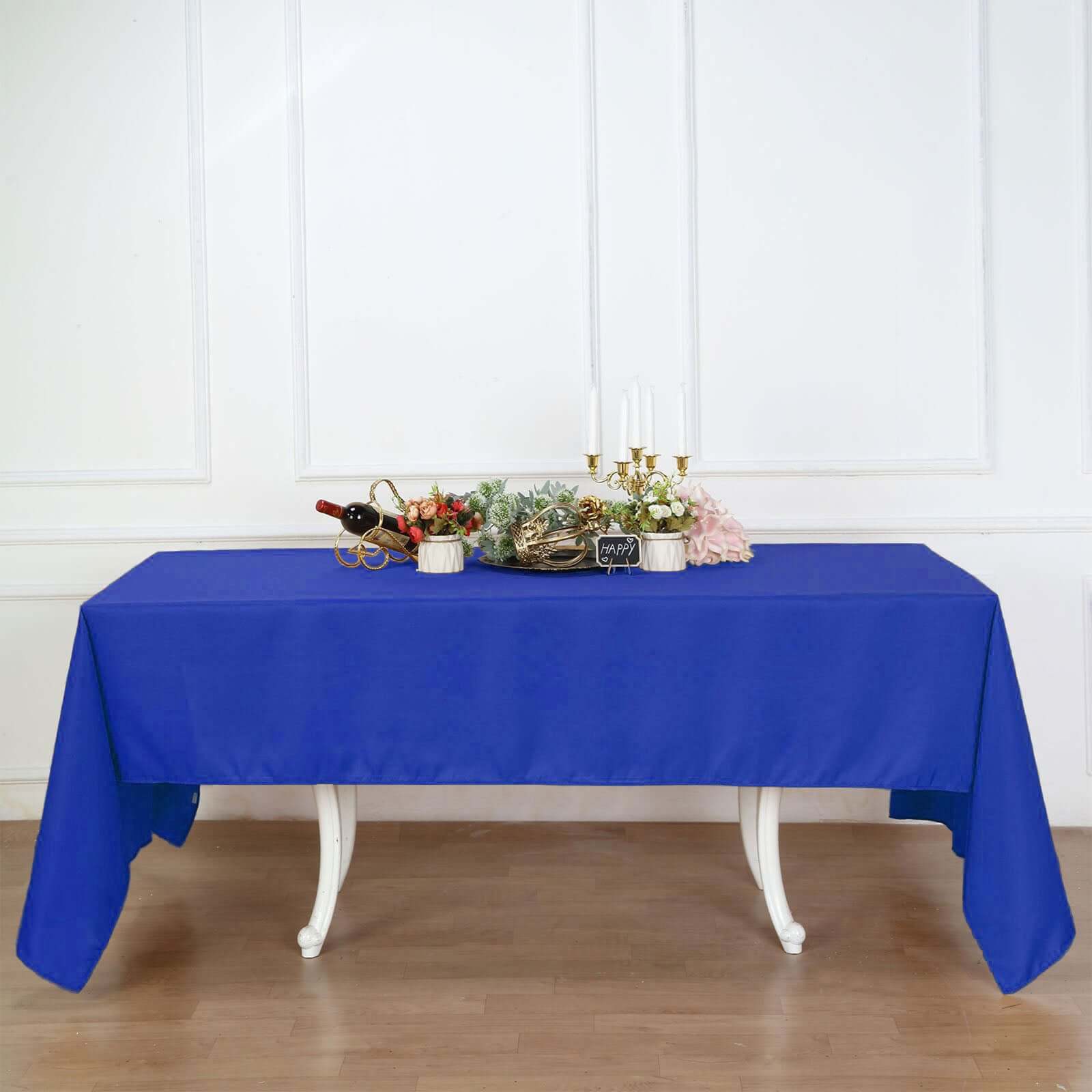 Hot Sale! Wrinkle-Resistant Royal Blue Polyester Rectangle Tablecloth 60x126