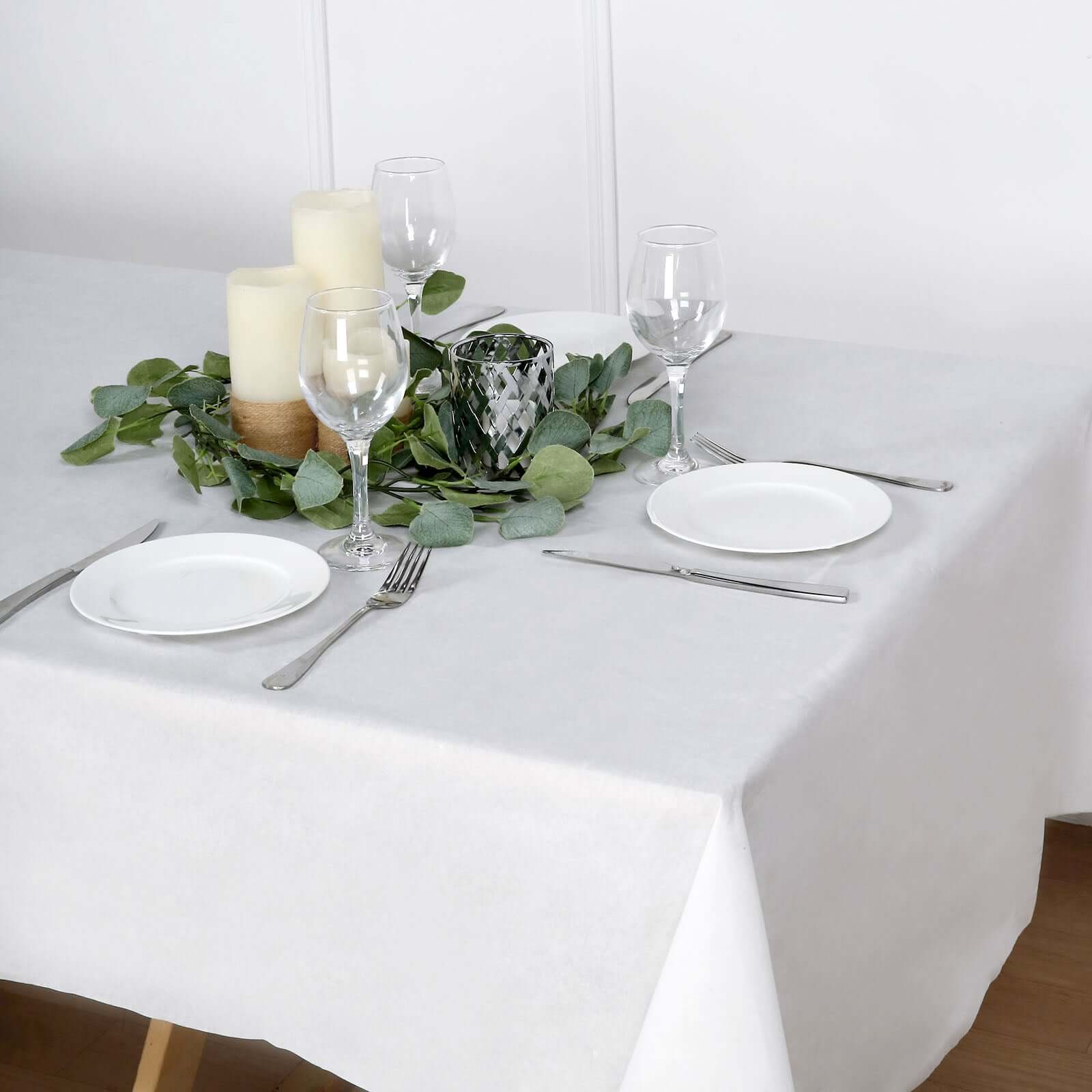 Disposable White Airlaid Rectangle Tablecloth 50x108 - Linen - Like for Easy Cleanup