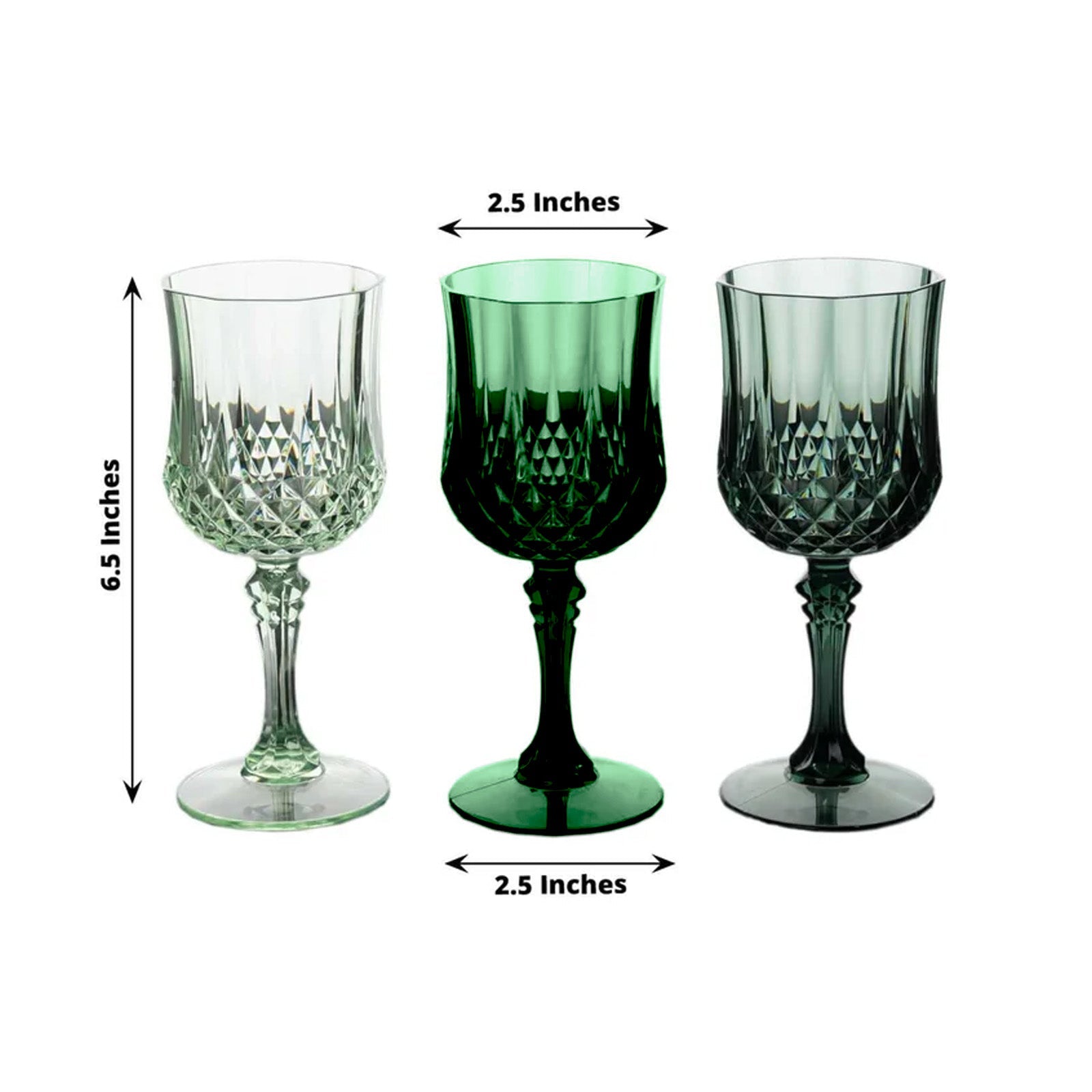 Hot Deal! 12-Pack 8oz Shatterproof Plastic Cocktail Goblets in Assorted Green Crystal Cut Design