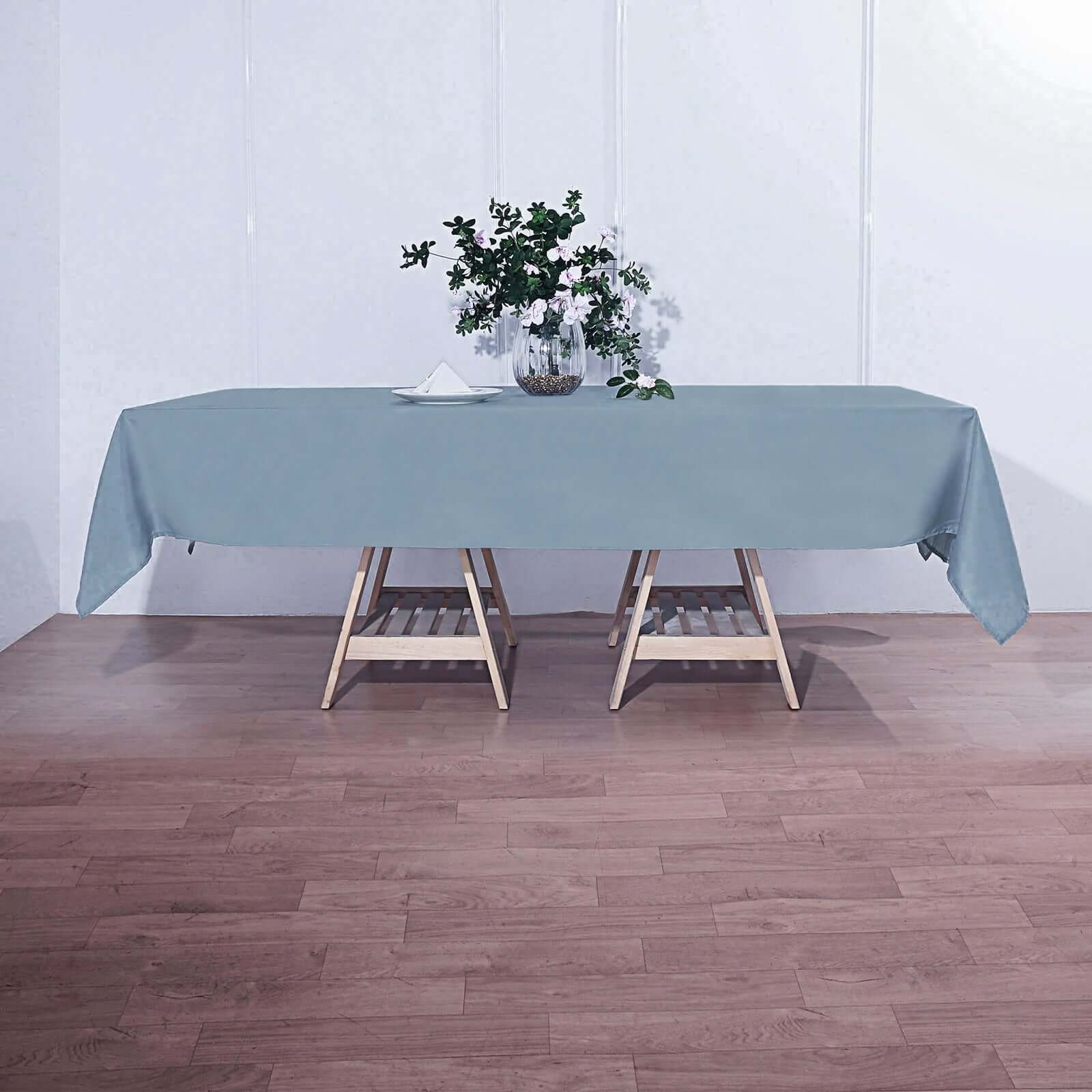 Durable and Stylish 60x102 Rectangle Dusty Blue Polyester Tablecloth