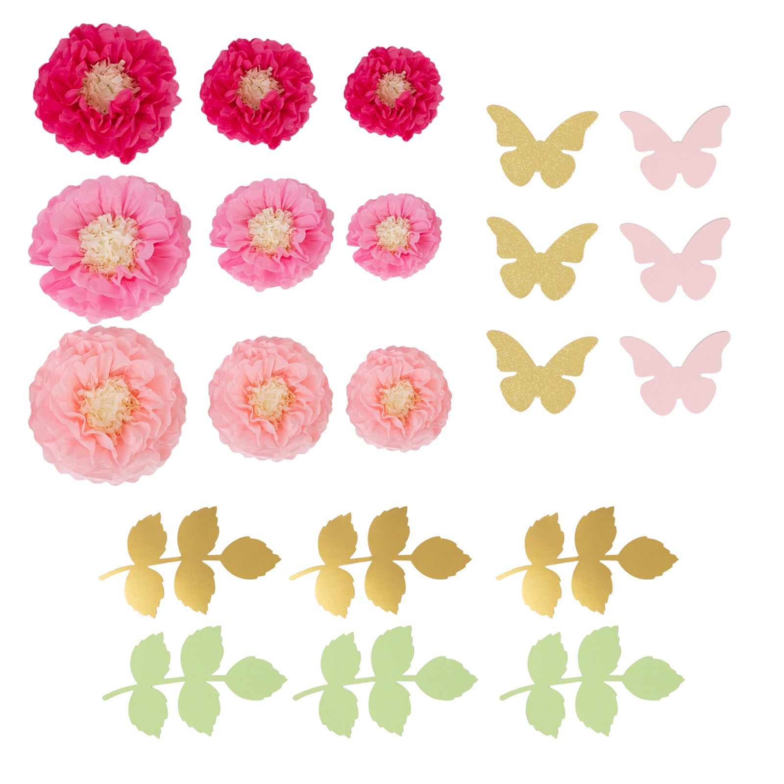 Hot Sale! 21-Piece Tissue Paper Flower Pom Poms Decor Kit in Blush Pink for Wall Decor