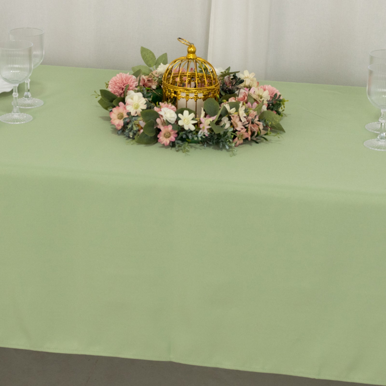 Hot! Sage Green 60x126 Polyester Rectangle Tablecloth - 220GSM Stain-Resistant Finish
