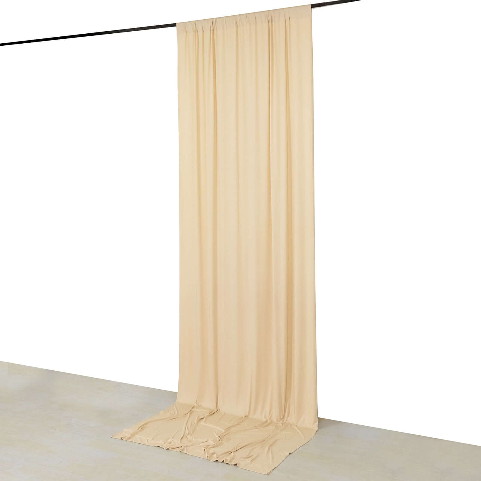 Beige Wrinkle-Free 4-Way Stretch Spandex Event Backdrop Drapes with Rod Pockets - 5ft x 12ft