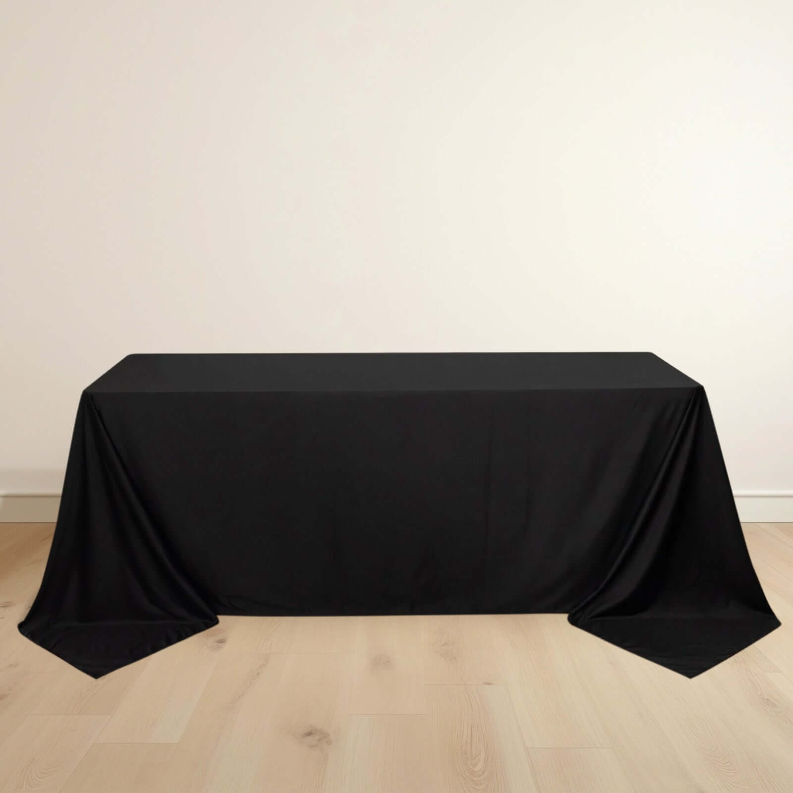 Exclusive Premium Black Scuba Rectangular 90x132 Tablecloth - Wrinkle & Stain Free for Weddings and Parties