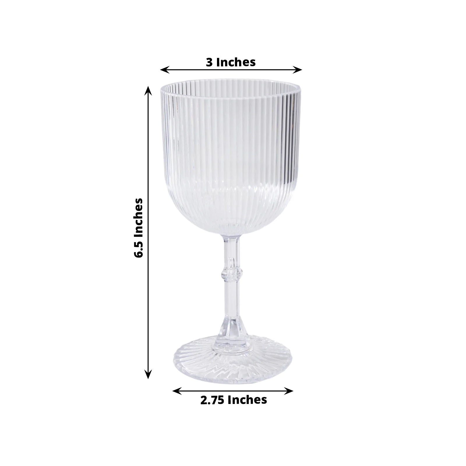 Get 12-Pack of 9oz Clear Vintage Ribbed Reusable Shatterproof Plastic Wine Goblets