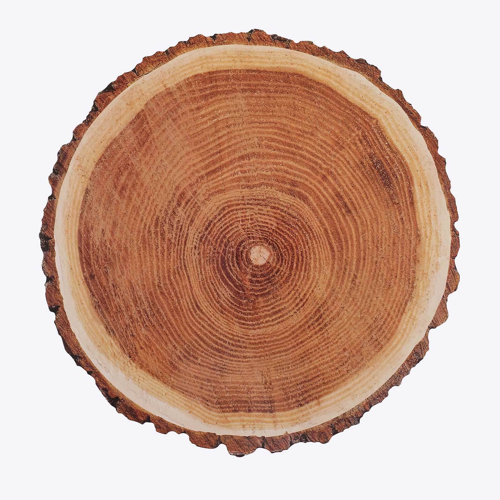6-Pack Premium Disposable Round Cardboard Placemats with Natural Wood Slice Print, 13" Diameter