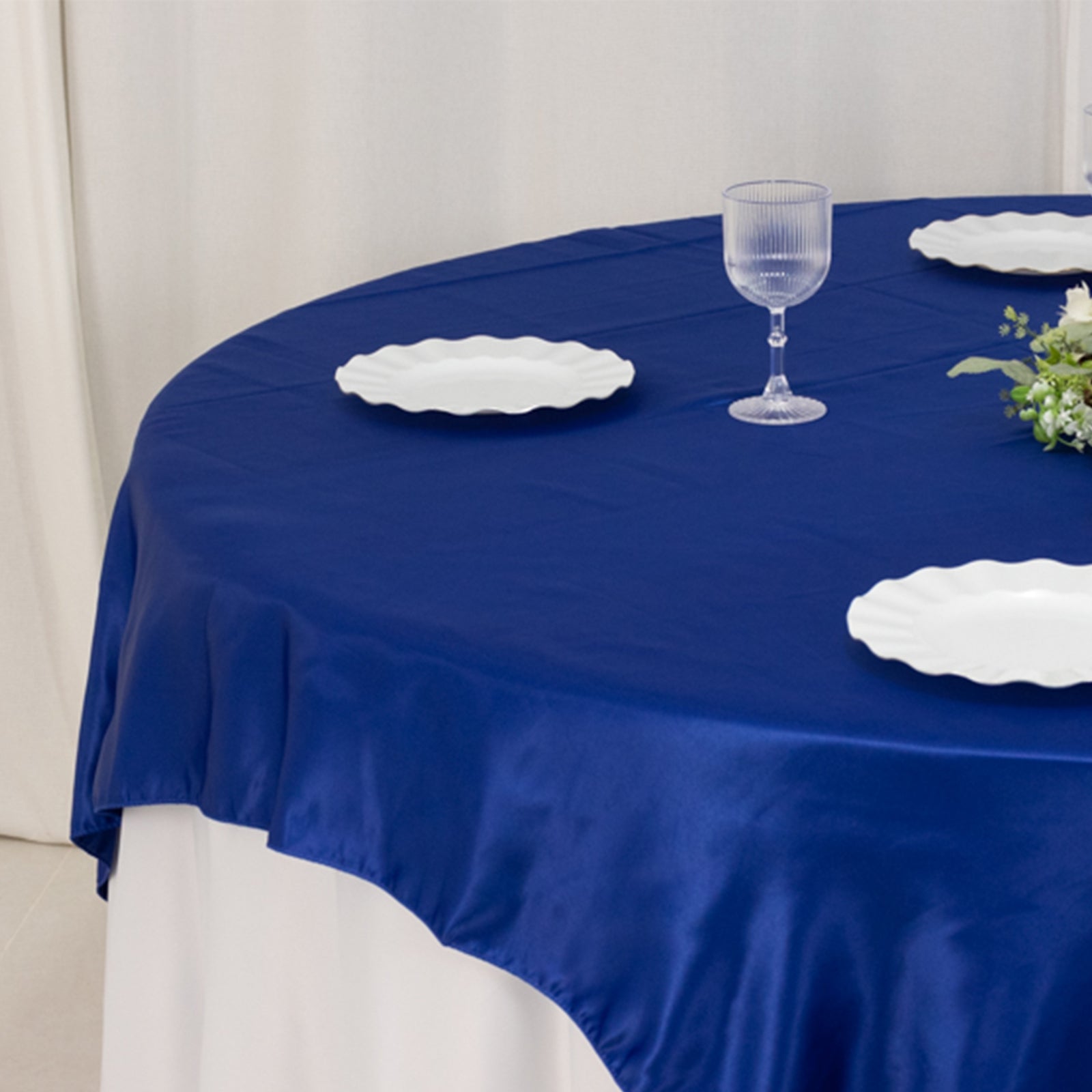 Royal Blue Lamour Satin 72x72 Square Table Overlay - High - Quality Smooth Finish Table Topper