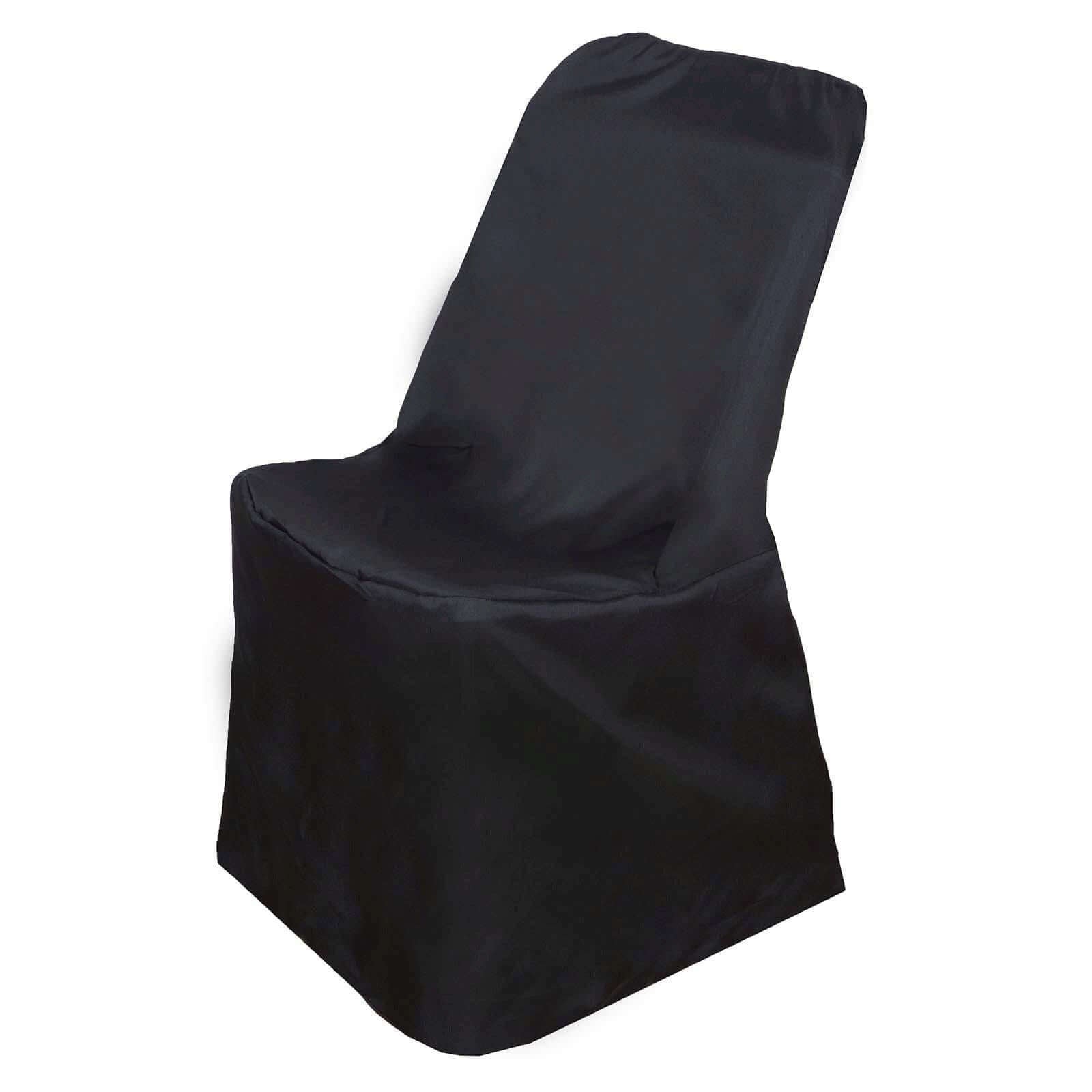 Black Reusable Polyester Slip-On Cover for Lifetime Folding Chairs - Durable & Elegant