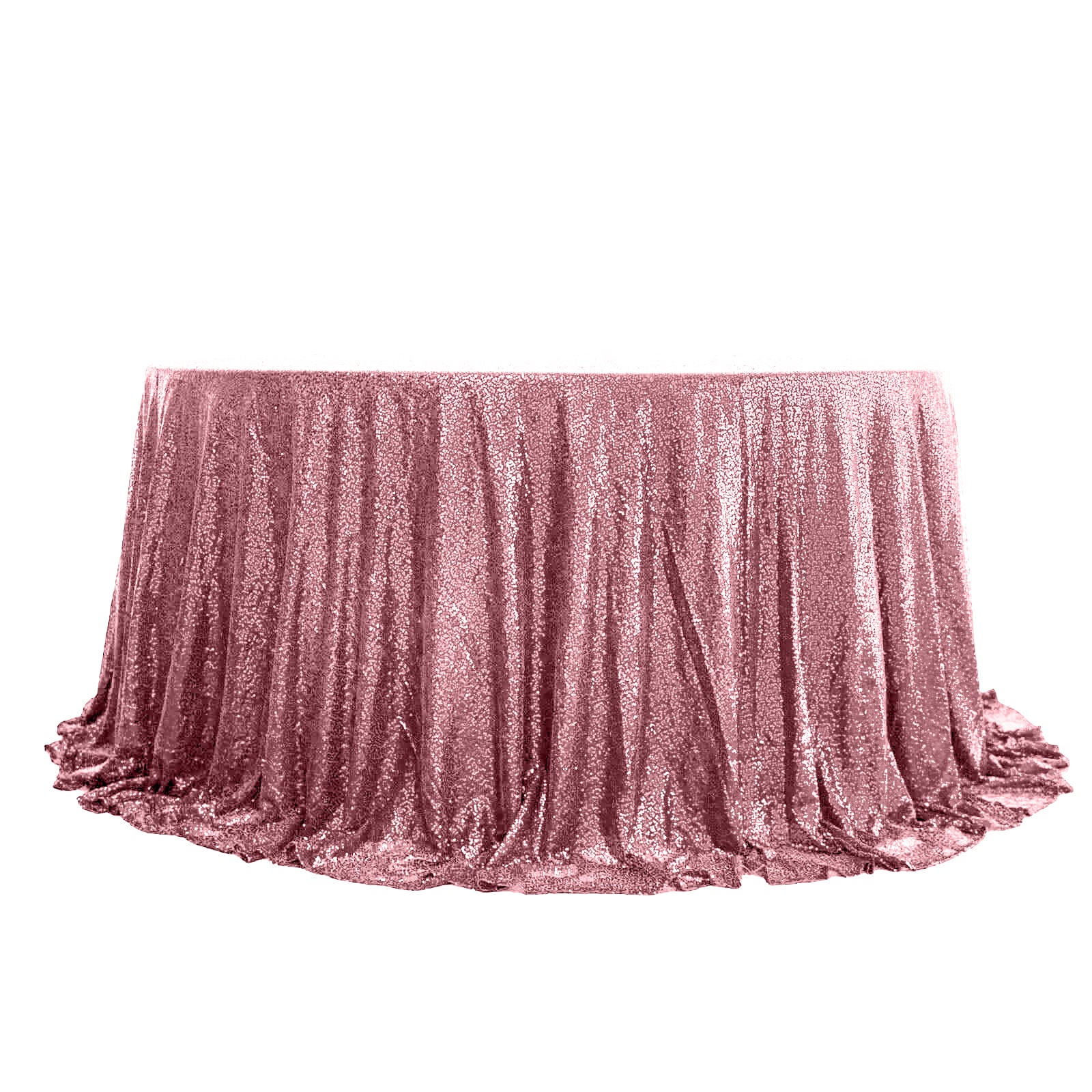 132-Inch Pink Seamless Sparkly Round Sequin Tablecloth for Events