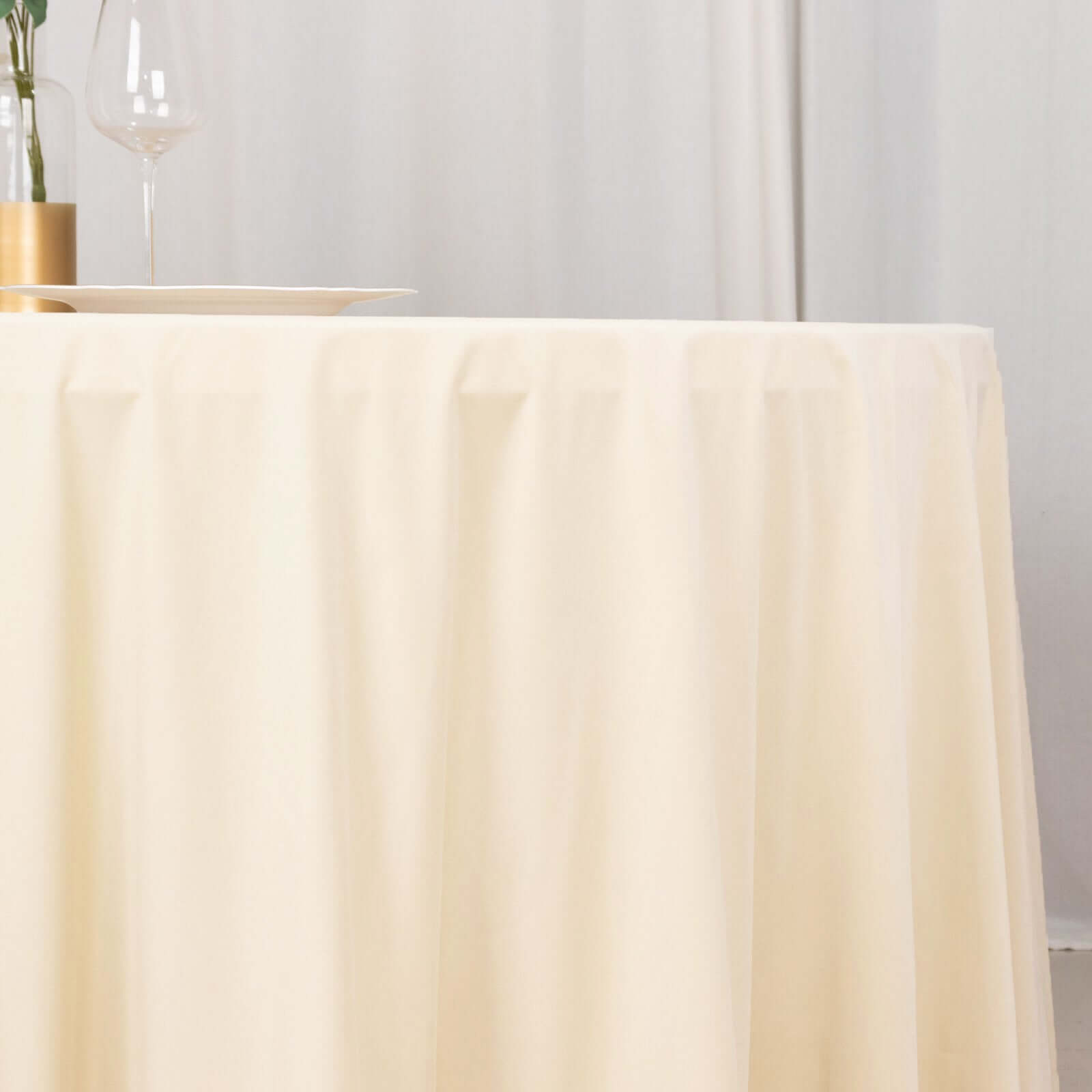 Premium Beige 120' Scuba Round Tablecloth - Wrinkle & Stain Free