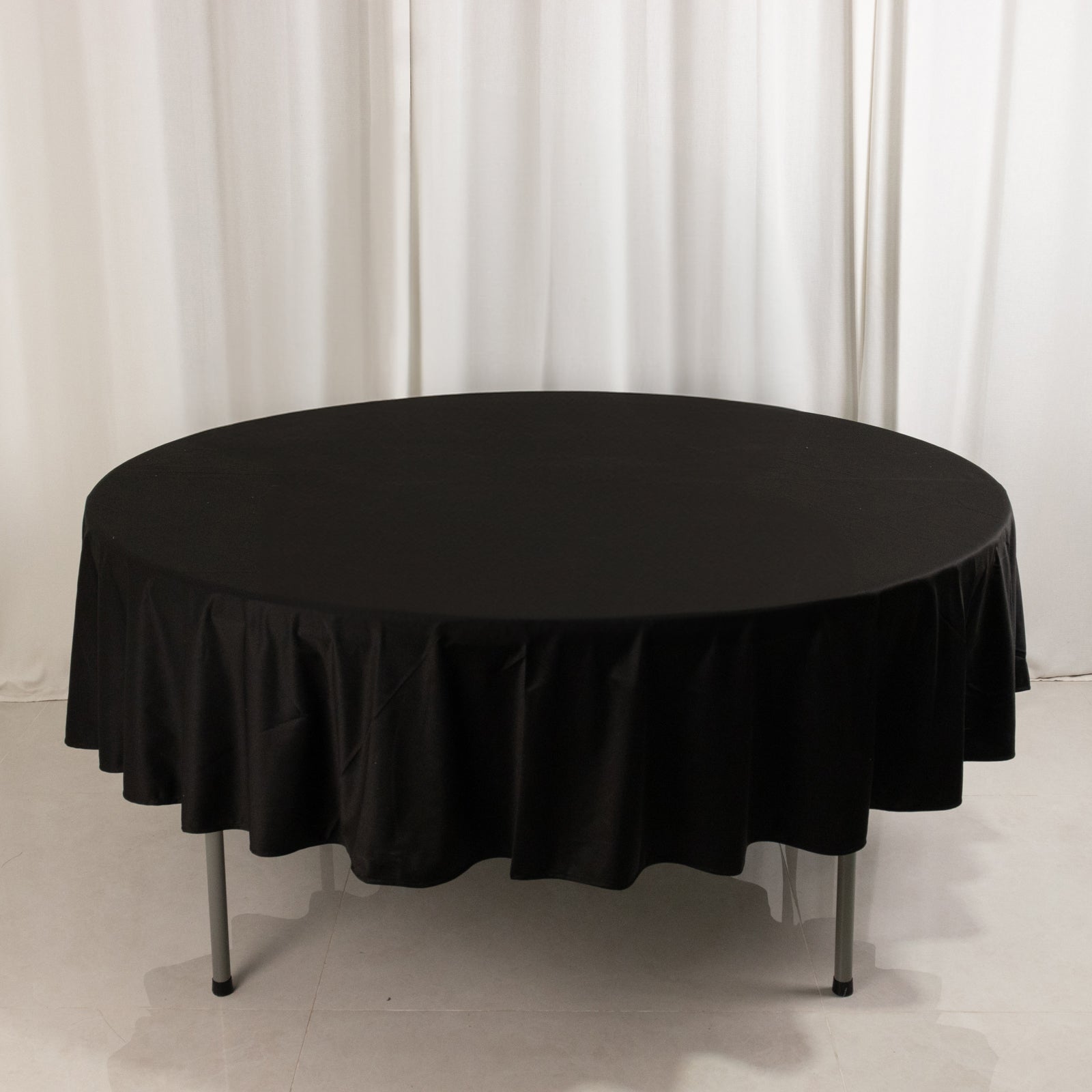 Exclusive Black 90' Round Scuba Tablecloth - Wrinkle & Stain Free for Weddings and Banquets