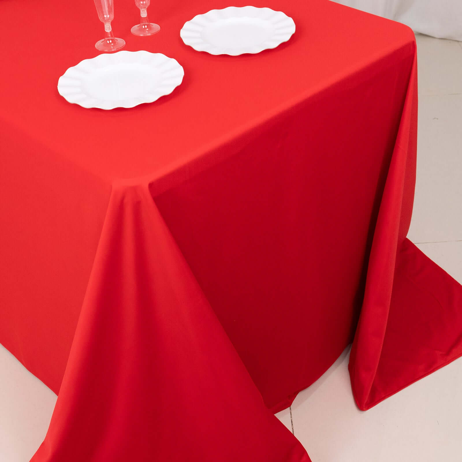 Exclusive Red Scuba Polyester 90x132 Wrinkle-Free, Stain-Resistant Rectangular Tablecloth