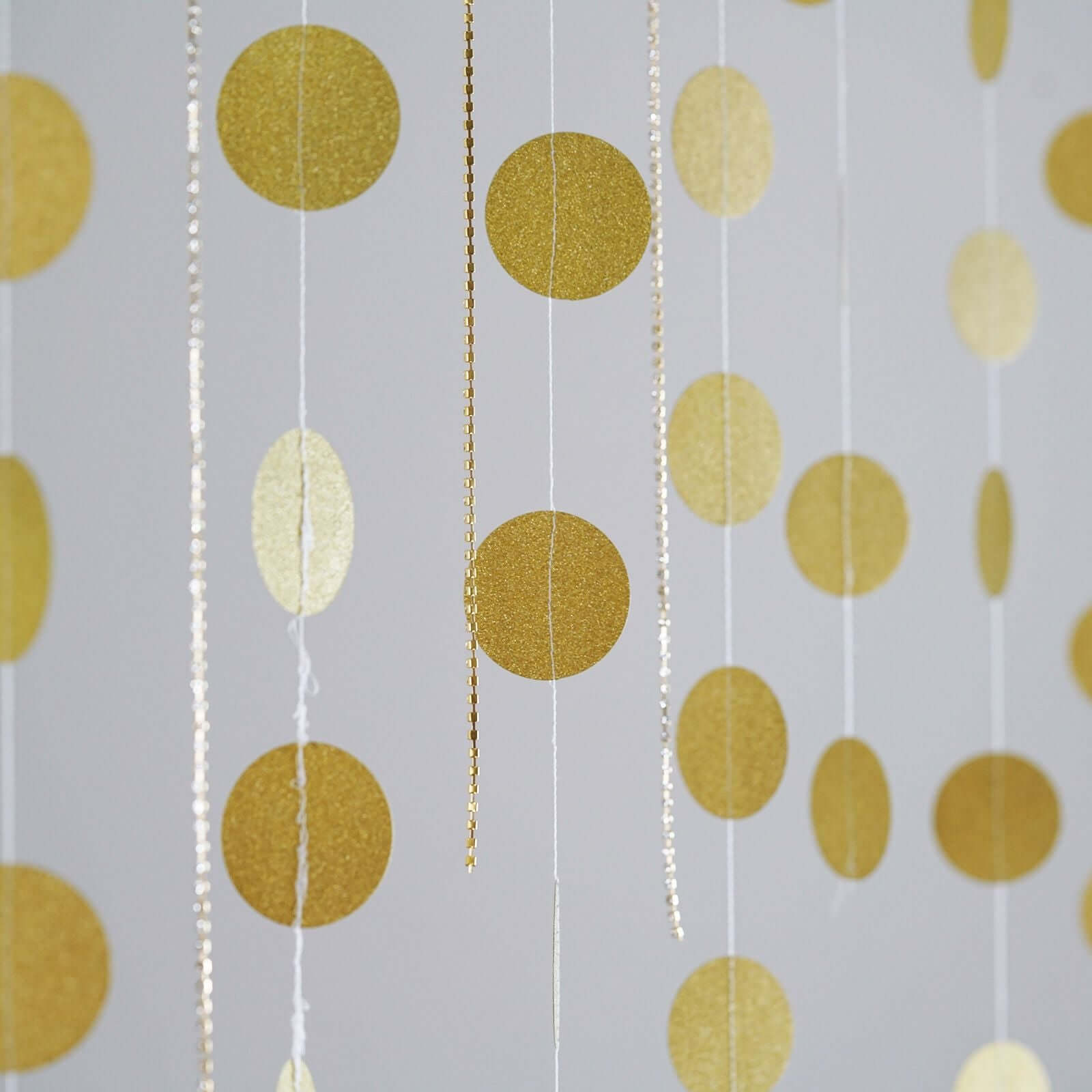 Hot Sale! 3-Piece Set of 7.5ft Gold Glitter Circle Dot Party Paper Garland Banners for Hanging Backdrops
