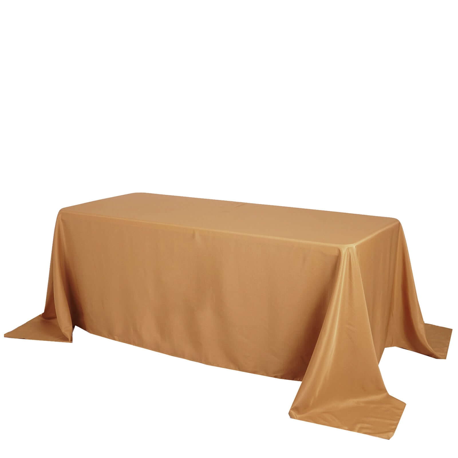 Exclusive Gold Polyester 90x132 Rectangle Tablecloth - Seamless & Wrinkle-Resistant for Luxurious Celebrations