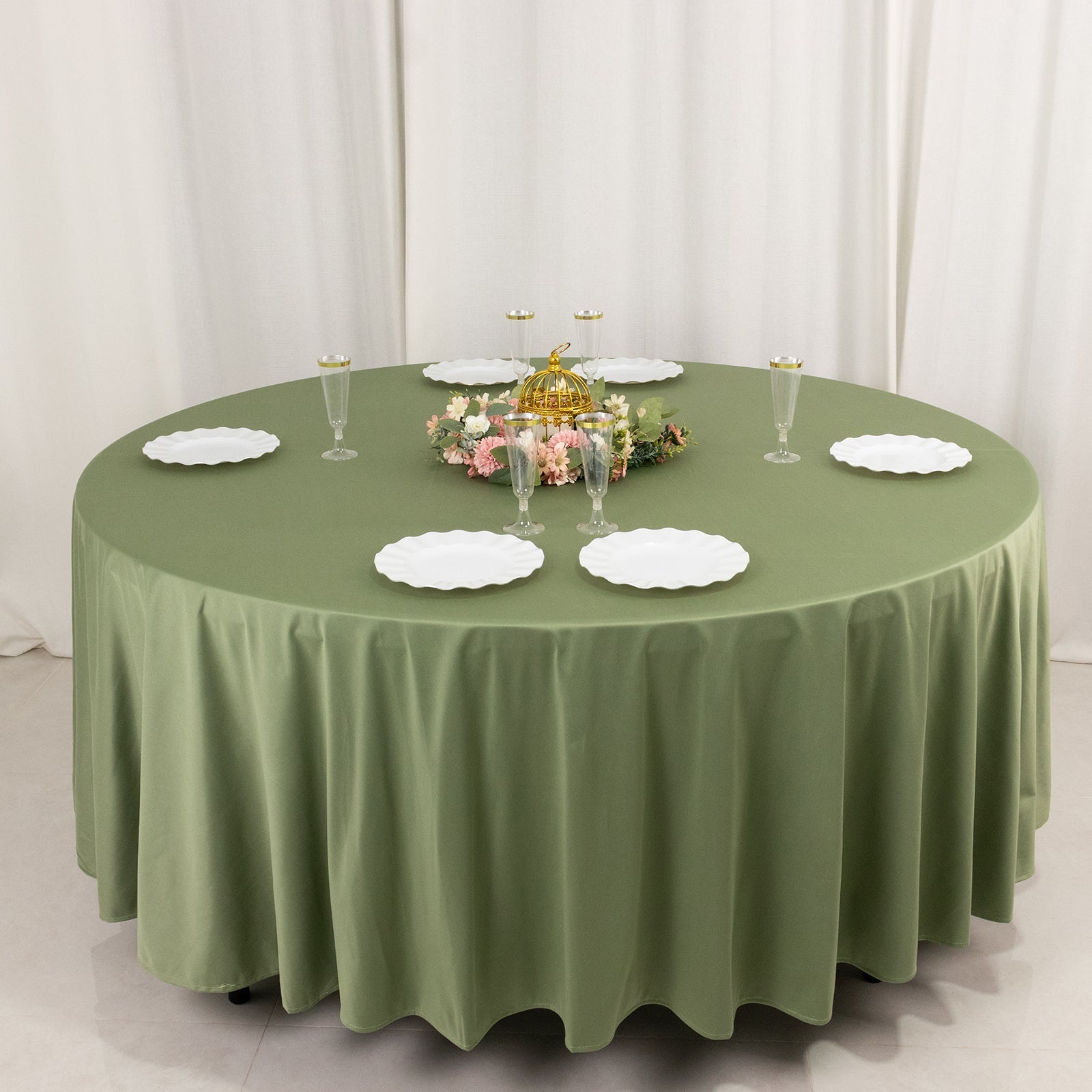 Wrinkle-Free & Stain-Resistant Premium Scuba 108-Inch Round Dusty Sage Green Tablecloth