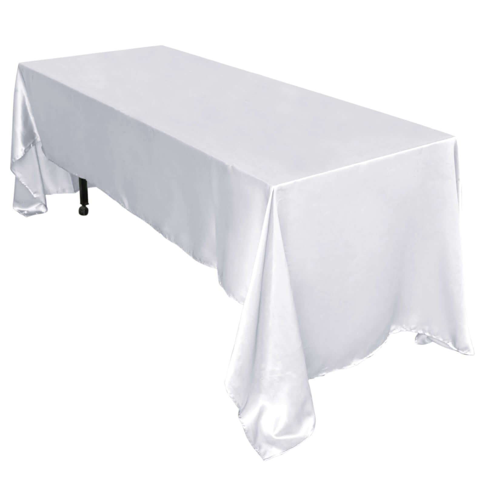 White Satin 60x126 Rectangular Tablecloth - Ideal for Weddings and Parties