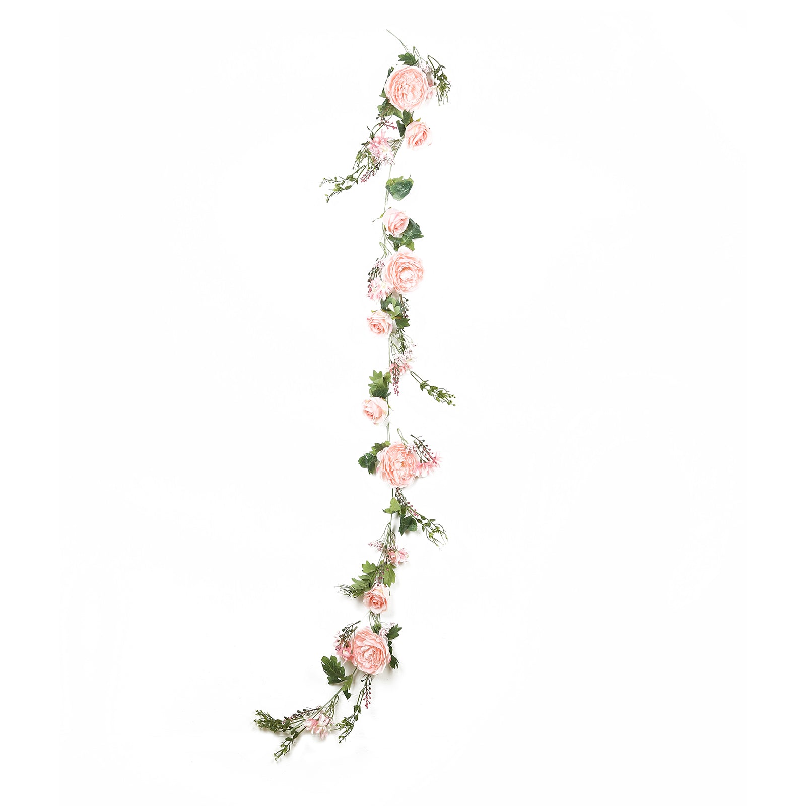 Hot Sale! 6ft Artificial Blush Silk Rose and Peony Flower Garland with Greenery for Decor