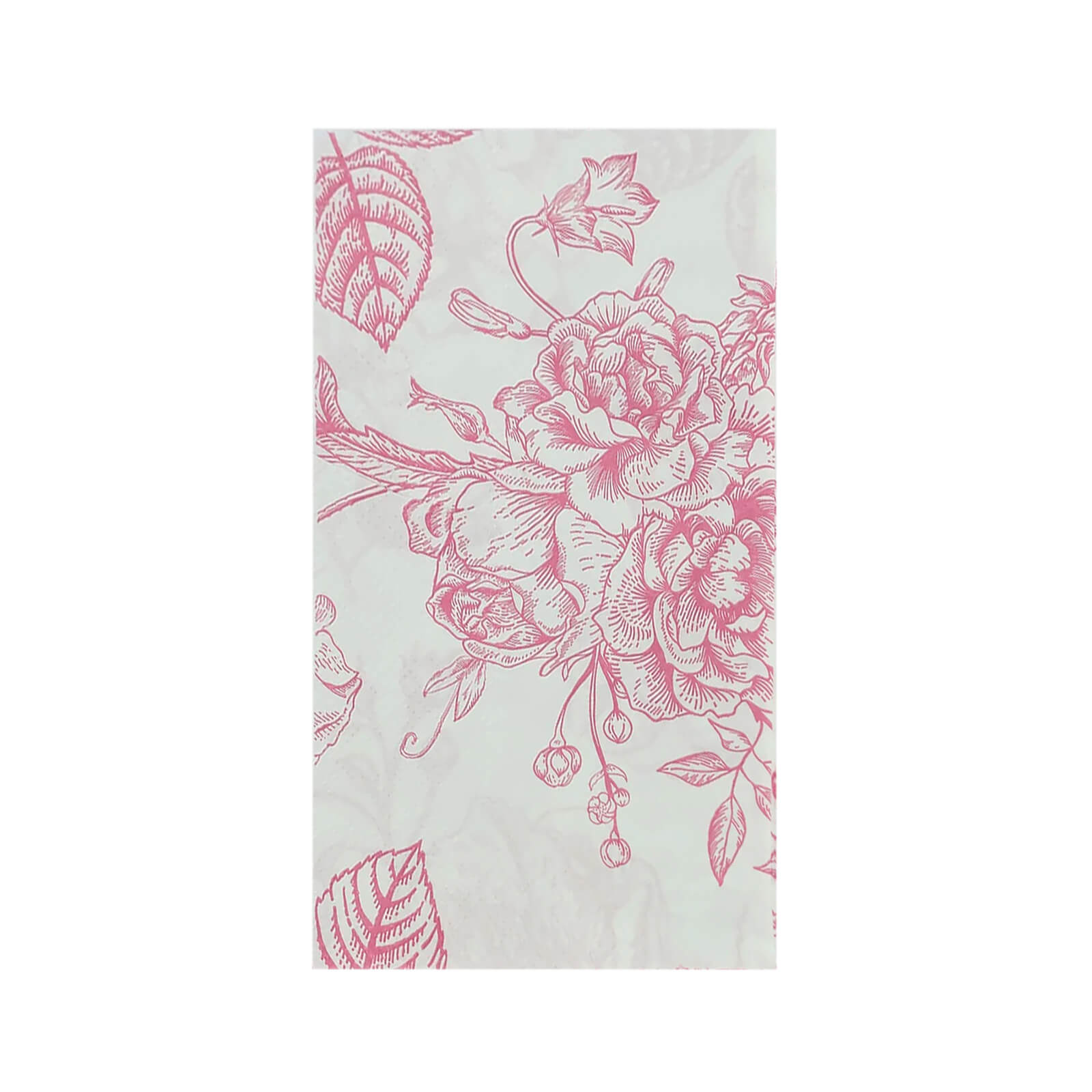 50 Pack Disposable 2-Ply French Toile Floral Pink & White Absorbent Party Napkins