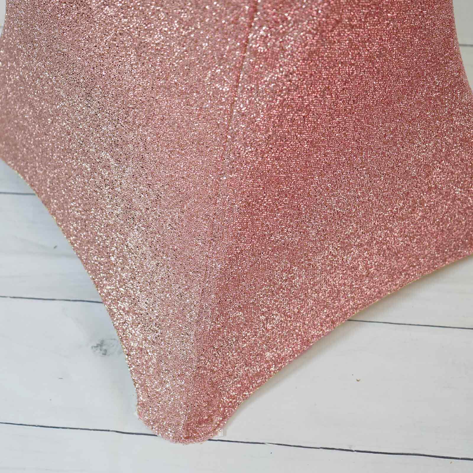 Rose Gold Metallic Spandex Glitter Cocktail Table Cover - Stretch Fit for High Tops
