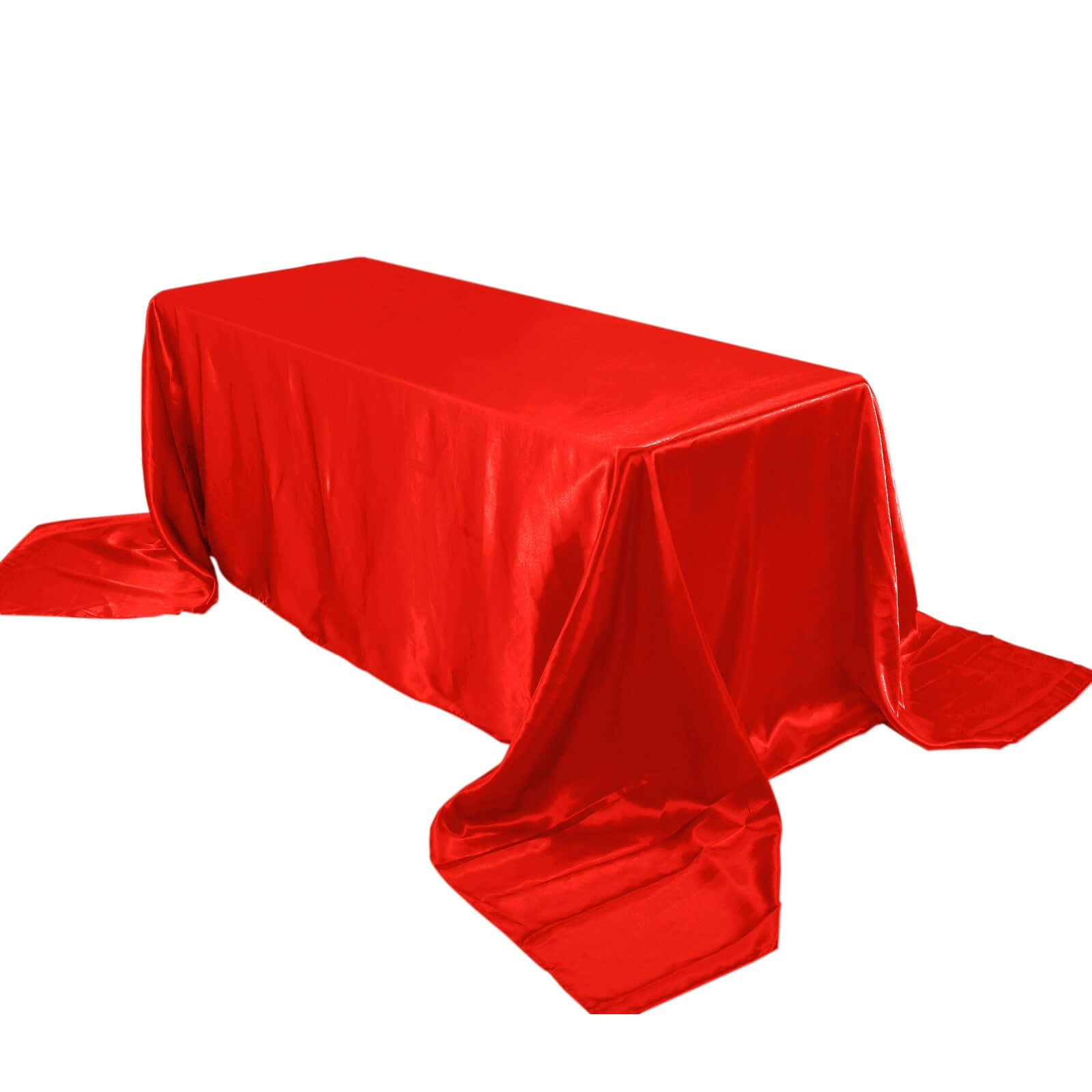 Hot Deal! Red Seamless Satin Rectangular Tablecloth, 90x156 Inches