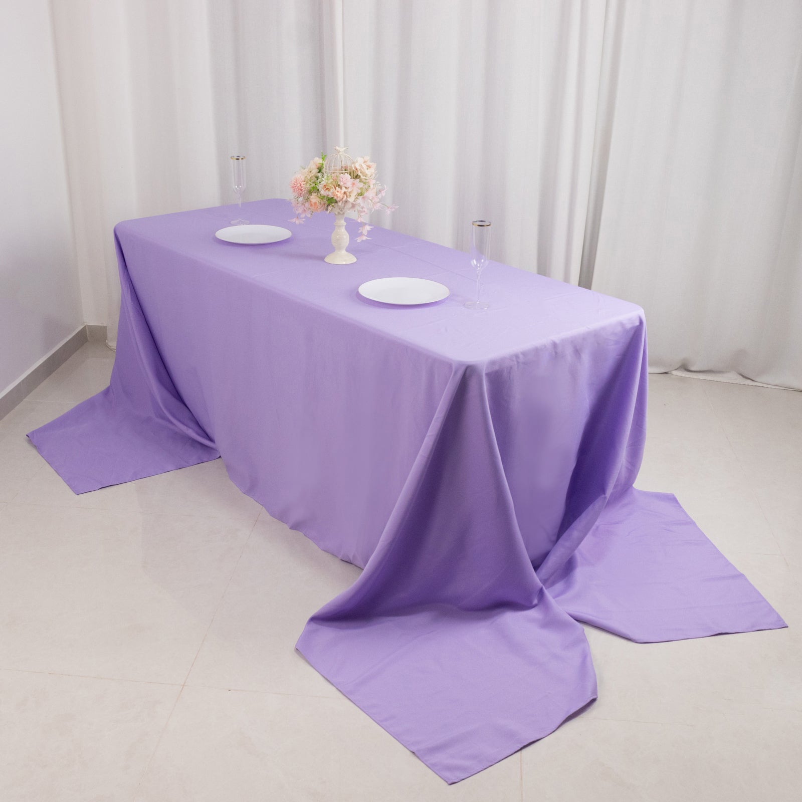 Seamless 220GSM Stain-Resistant Lavender Lilac Premium Polyester Rectangle Tablecloth 90x156