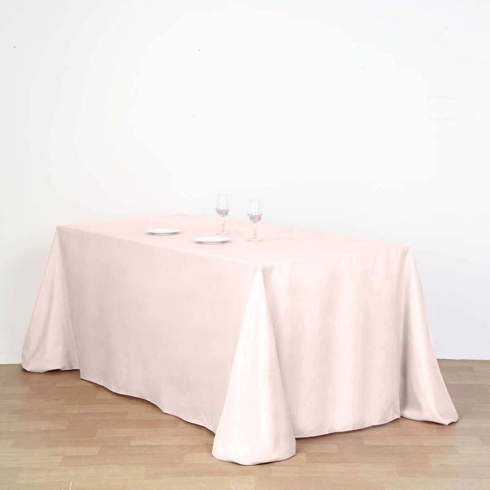 Wrinkle-Resistant Seamless Blush Polyester Rectangle Tablecloth 90x132