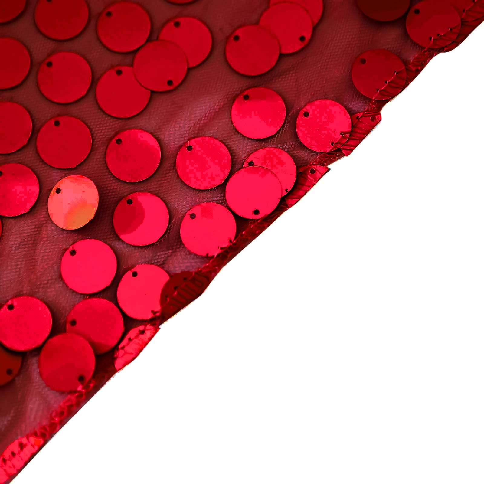 Red Sequin 120-inch Round Seamless Tablecloth with Payette Design