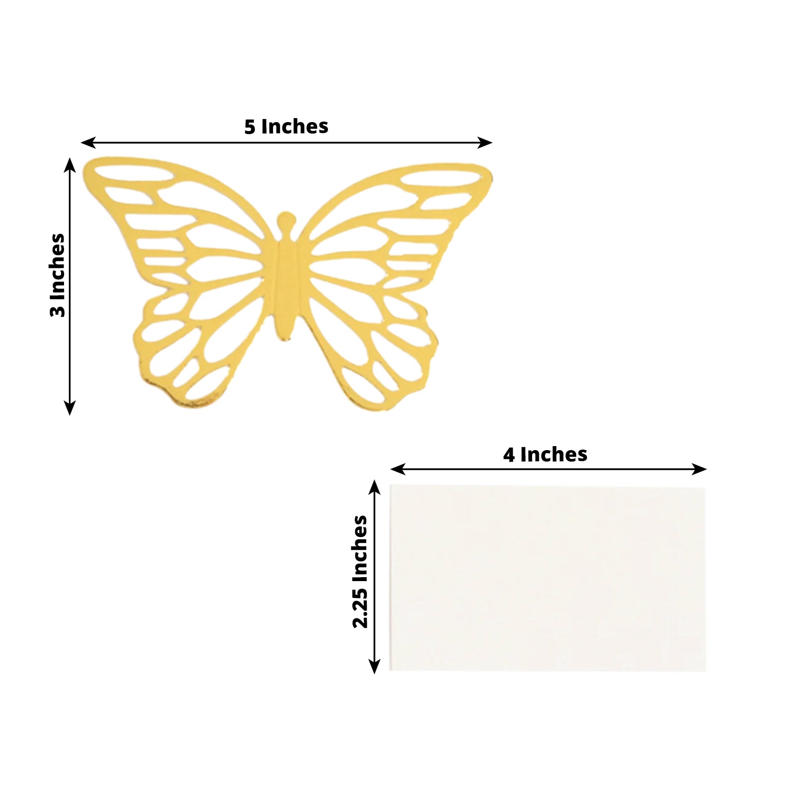 25-Piece Gold Paper Butterfly Place Card Holders with Printable White Cards - 3D Free-Standing 3x5 Table Number Stands