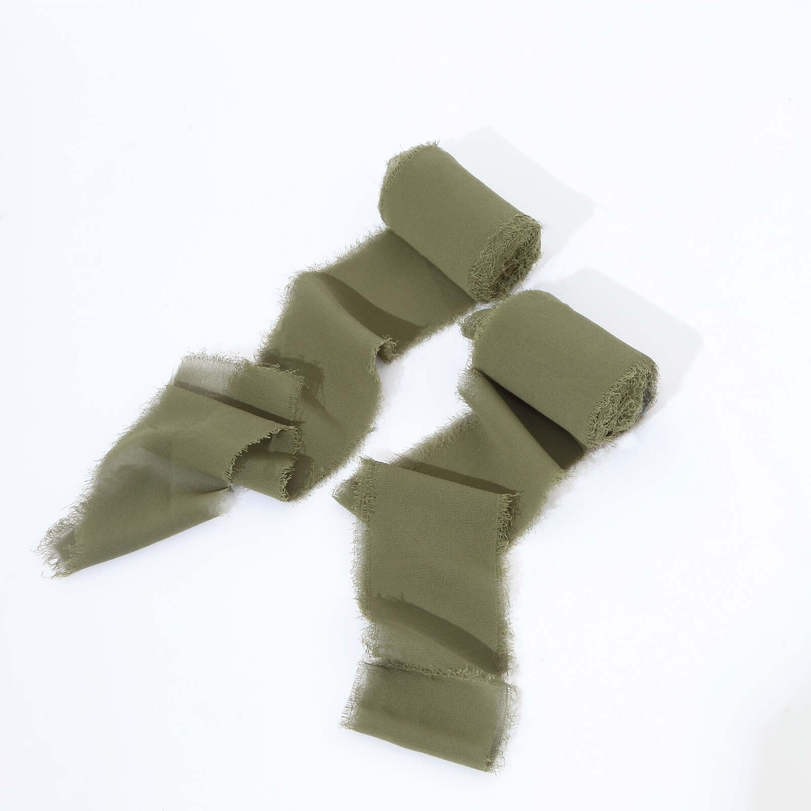 Hot Deal! 2-Pack 6yds Dusty Sage Green Silk-Like Chiffon Ribbon Rolls for DIY Wedding Bouquets